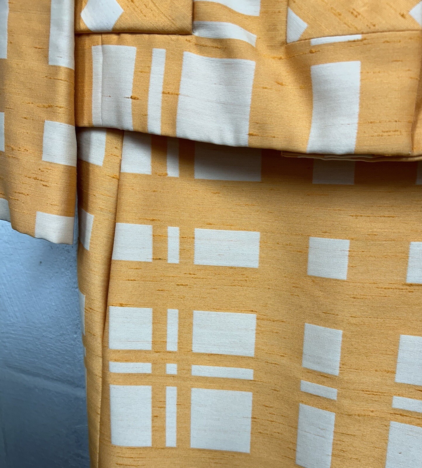 Joan Leslie Kasper Vtg 1960s Silk Dress & Jacket USA Orange White !!EXQUISITE!!