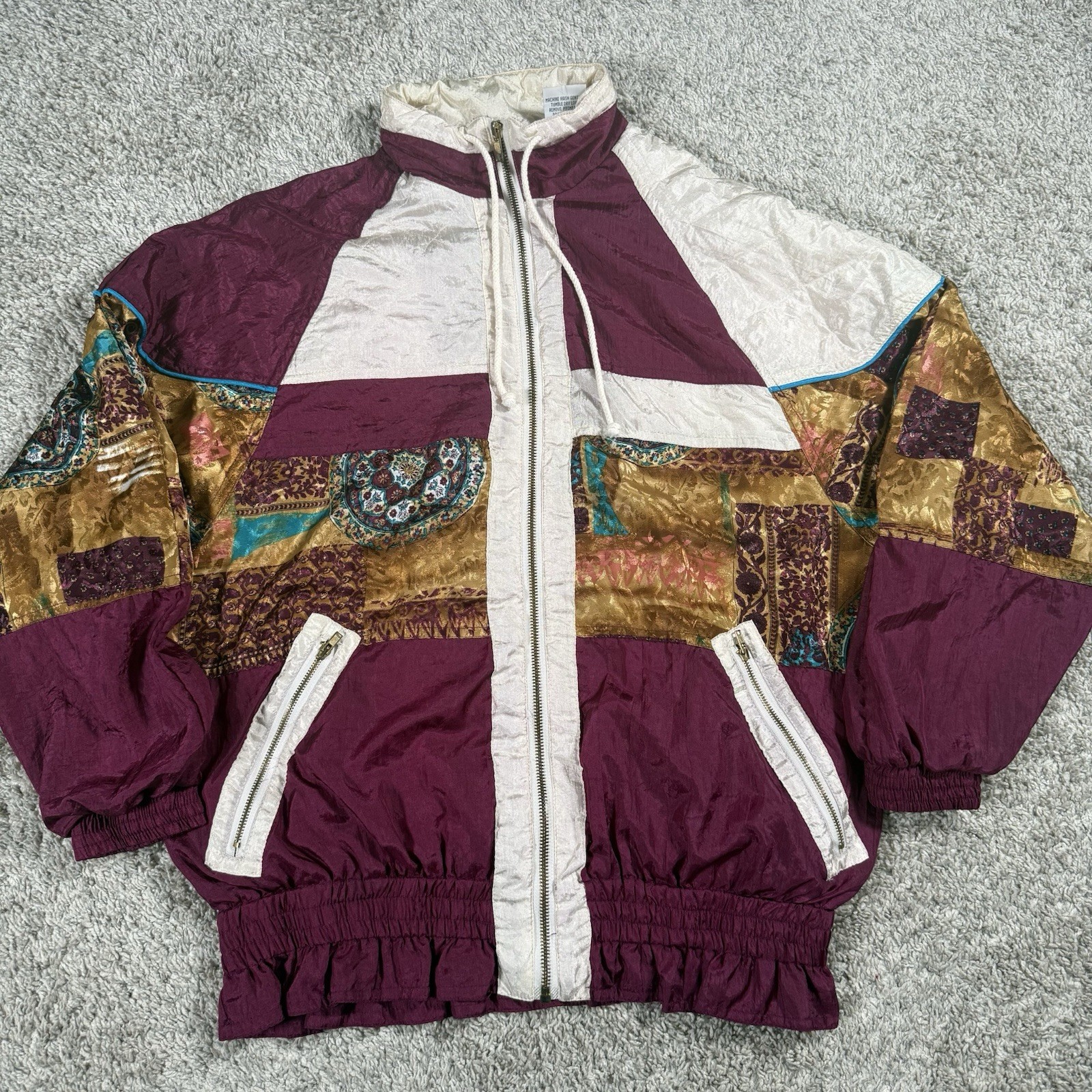 Vintage 80s 90s Tracksuit Womens Petite Large Purple Windbreaker Jacket Pants
