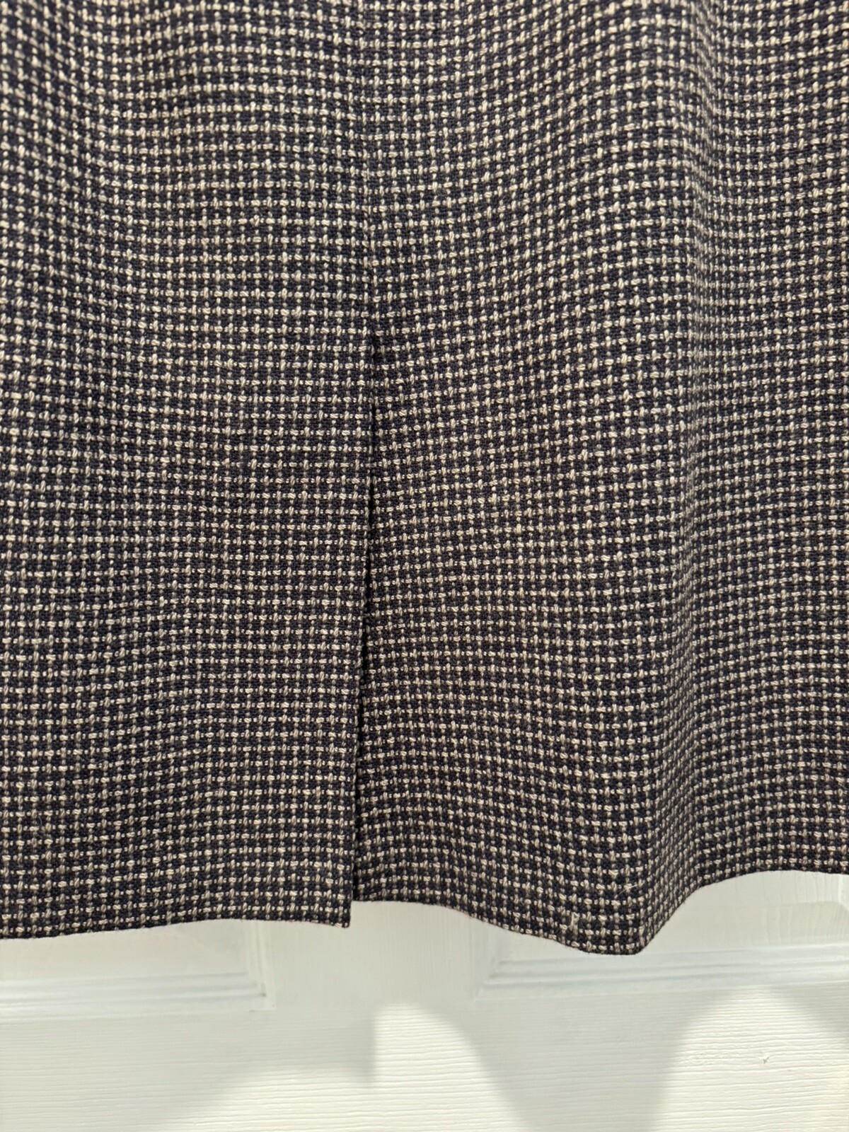 VTG JH Collectibles Plaid Black Skirt SZ12 100% Wool Pleats Back Button Zip DW1