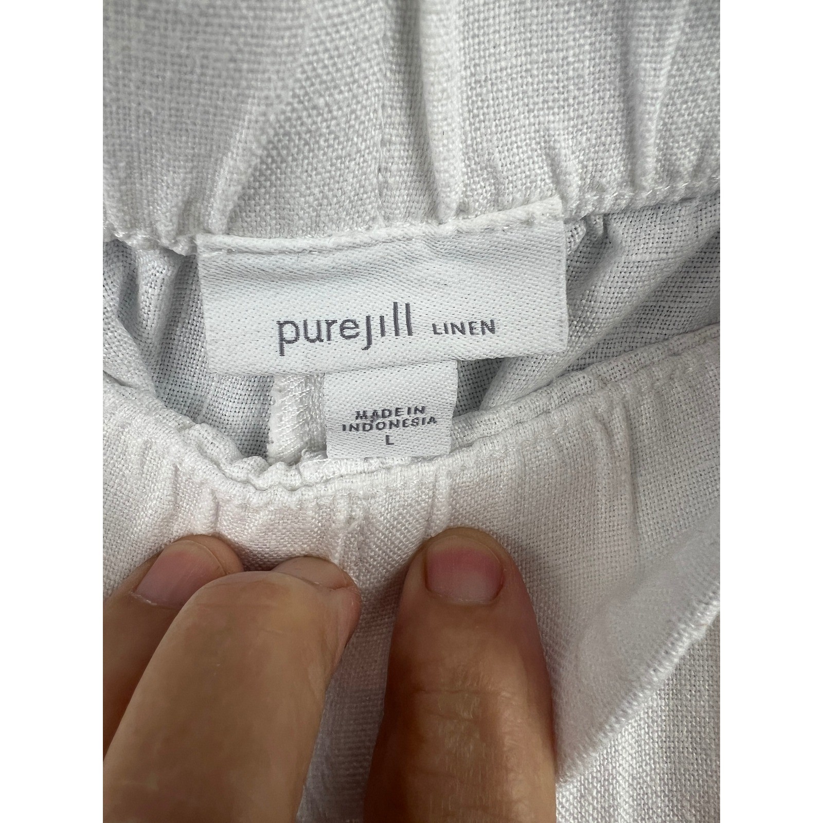 J. Jill Love Linen White Wide Leg Pullon Crop Pants SZ L Coastal Grandma
