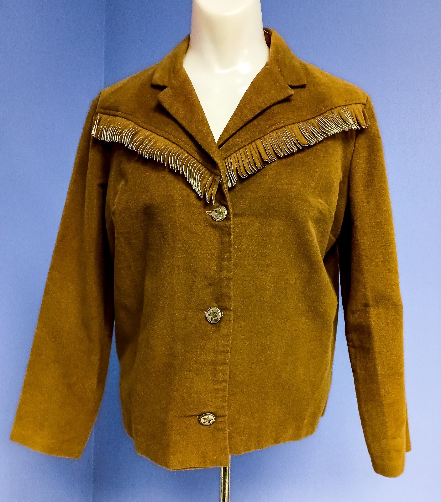 Western Cowgirl Outfit 3Pc Vtg 60’s-70’s Br/Tan Fringed Pant Shirt & Jacket SM
