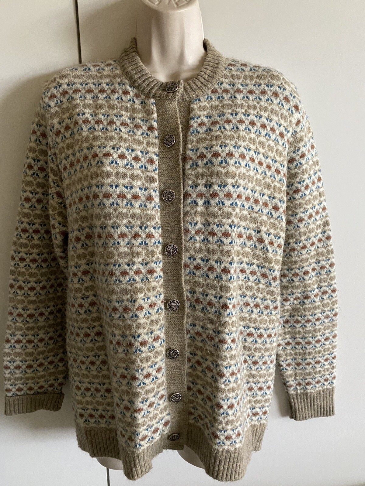 VTG 60’s JERSILD Camel Button Down ski CARDIGAN Sweater 100% WINTUK WOOL SZ 40
