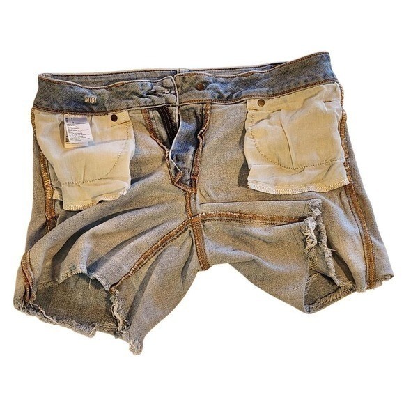 Y2K American Eagle Super Stretch Cut MICRO MINI Shorts Frayed 8 28 Western Vtg