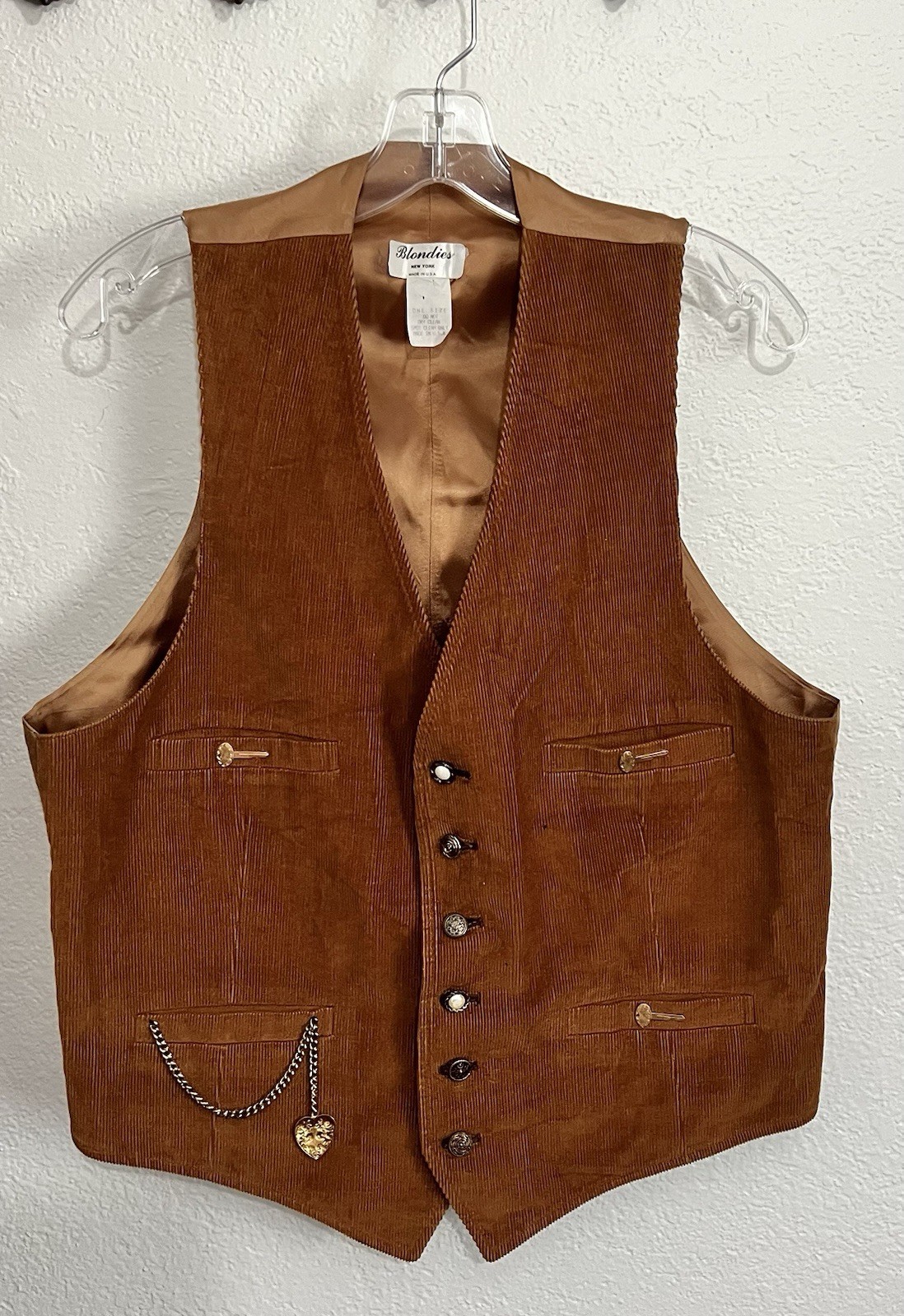 Vtg Blondie’s Brown Corduroy OS Embellished Steampunk Western Festival Vest