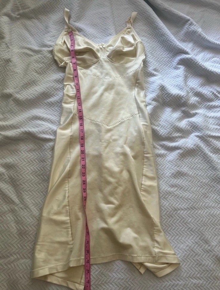 Crown-ette Vintage Ivory Shapewear Girdle Bra Slip Off Mid Length 38DD