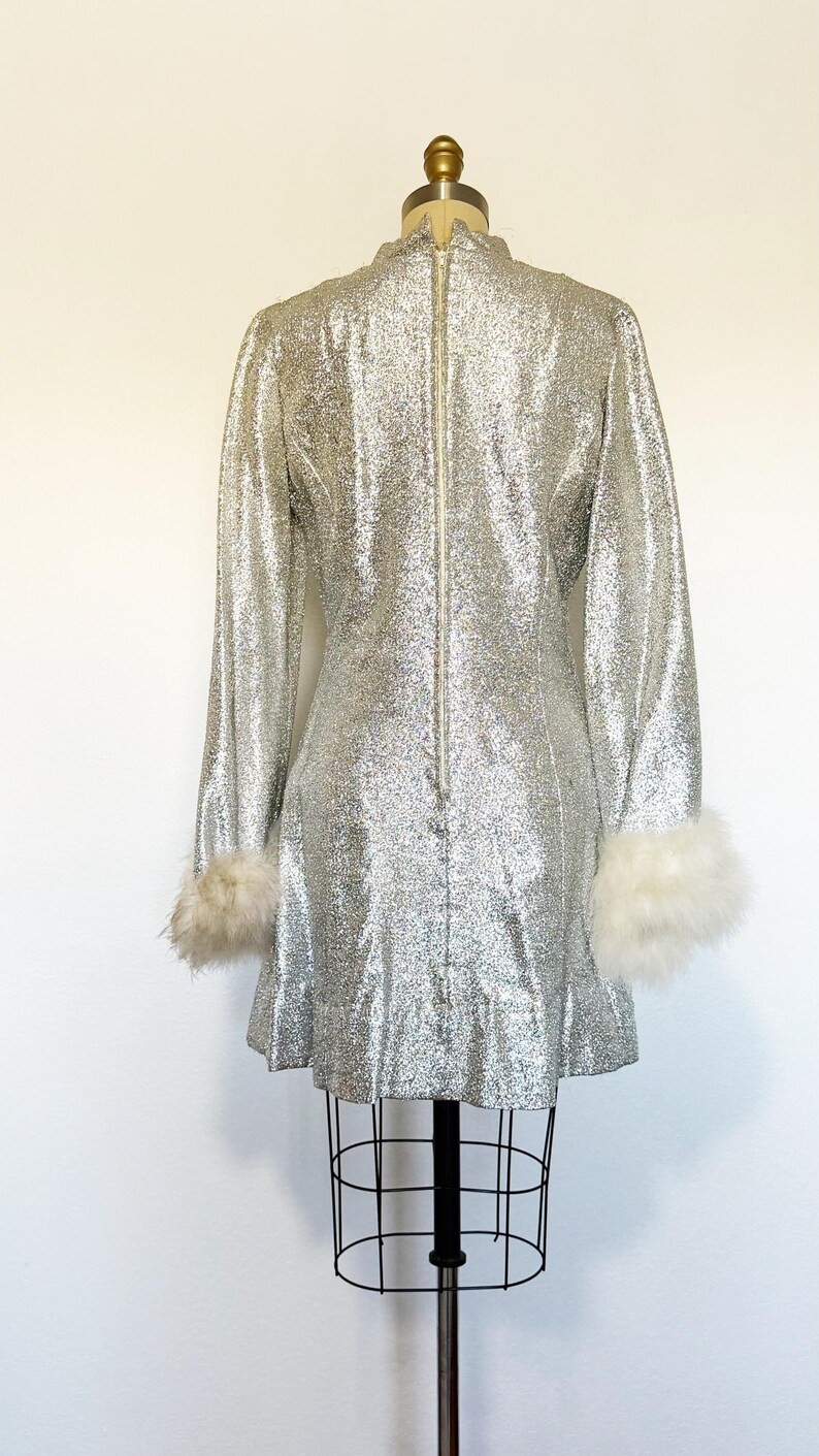 1960s Cocktail Dress / 1960s Party Dress / Silver Lamè Dress / Size Medium