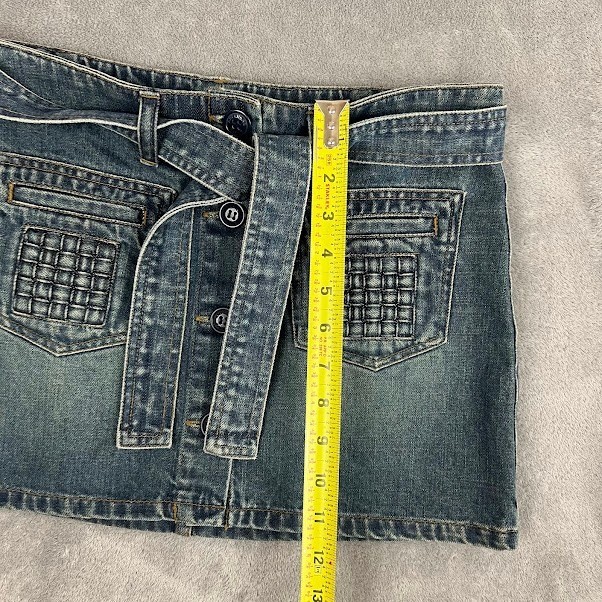 Vintage Y2K American Eagle Denim Mini Skirt Womens 4 Patina Fade Grunge