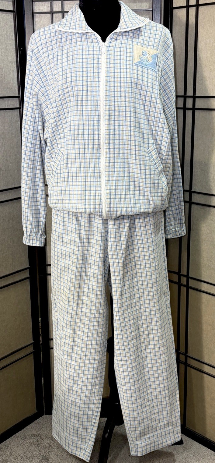 Koret City Blues VINTAGE women’s SZ M Leisure Suit Set Plaid Granny Vibe 2 Piece