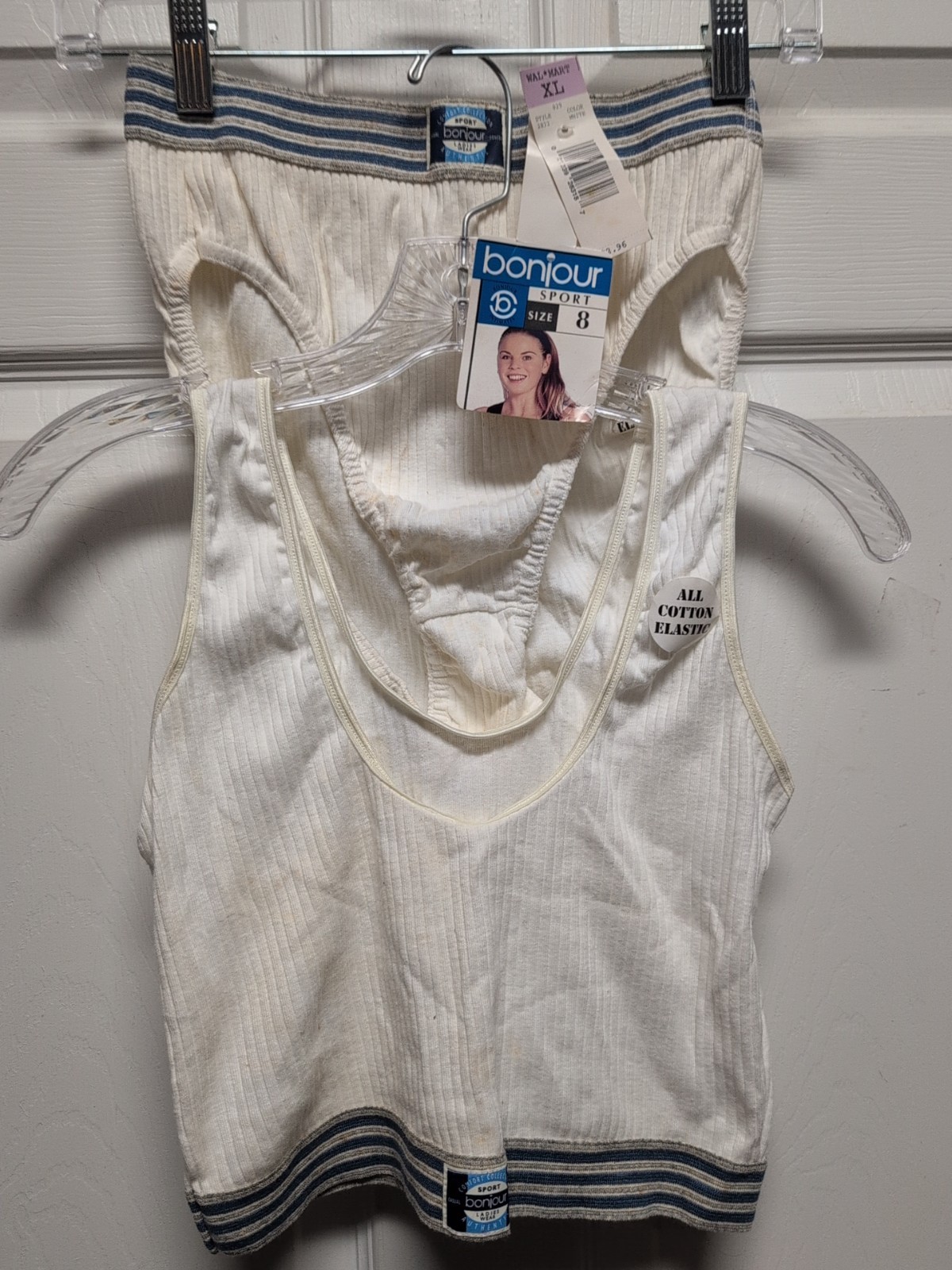 Vintage NWT 90s Bonjour Sport Bra,/ Hi Cut Panties All Cotton/Elastic