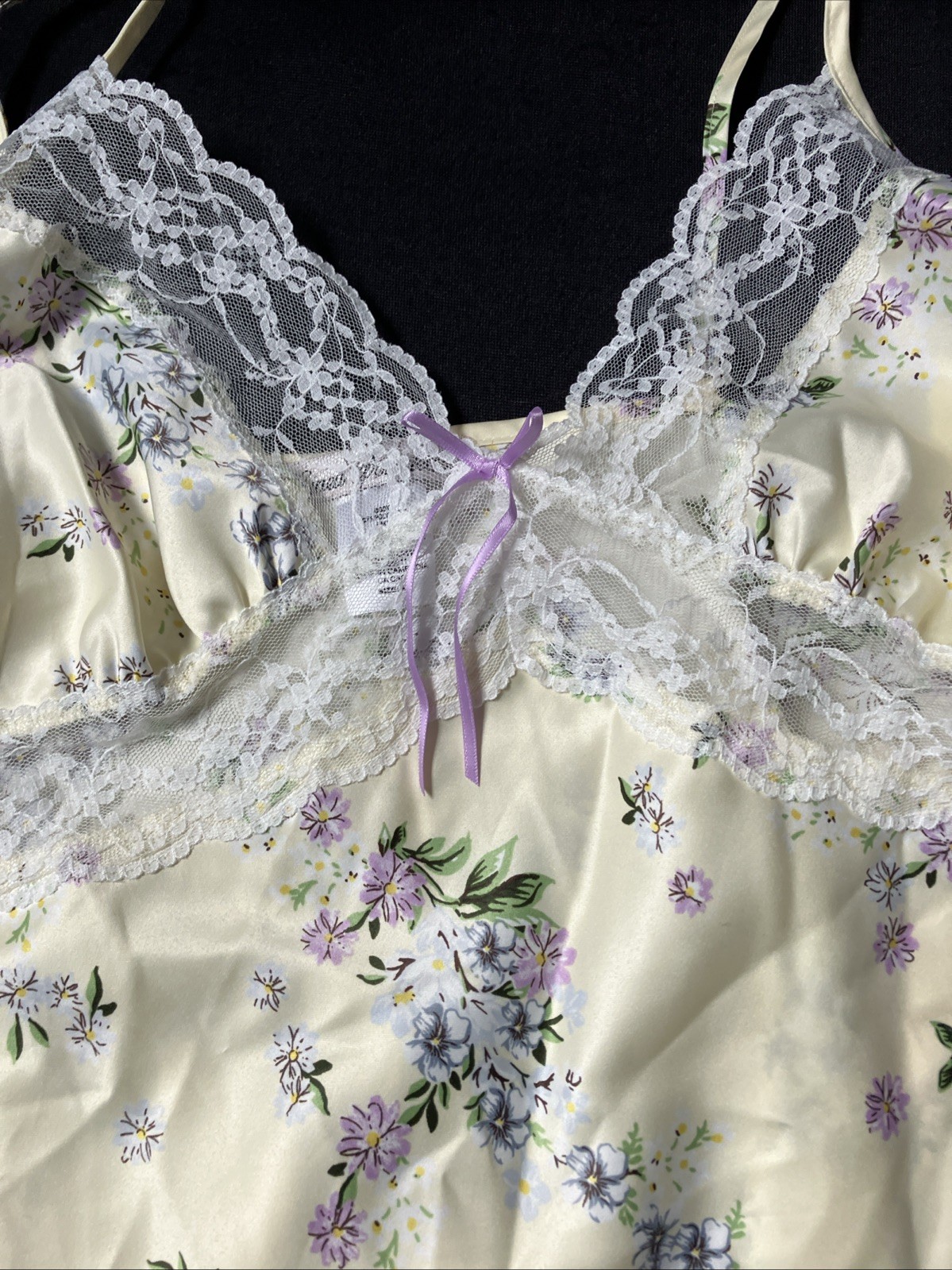 Vintage Linea Donatella Satin & Lace Floral Nighty Lingerie