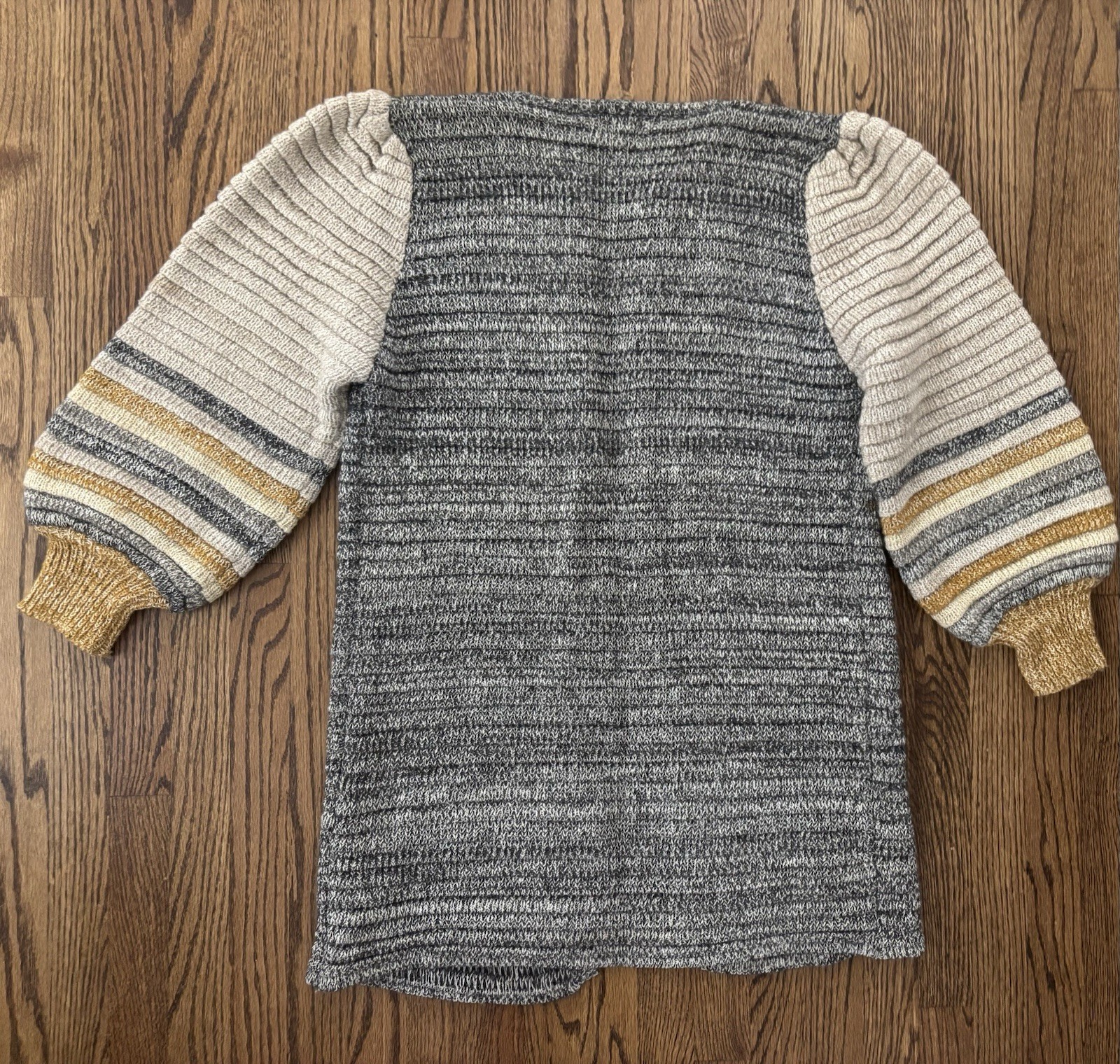 Vtg 1970s 1980’s Bonnie And Bill Balloon Sleeve Long Open Front Cardigan M