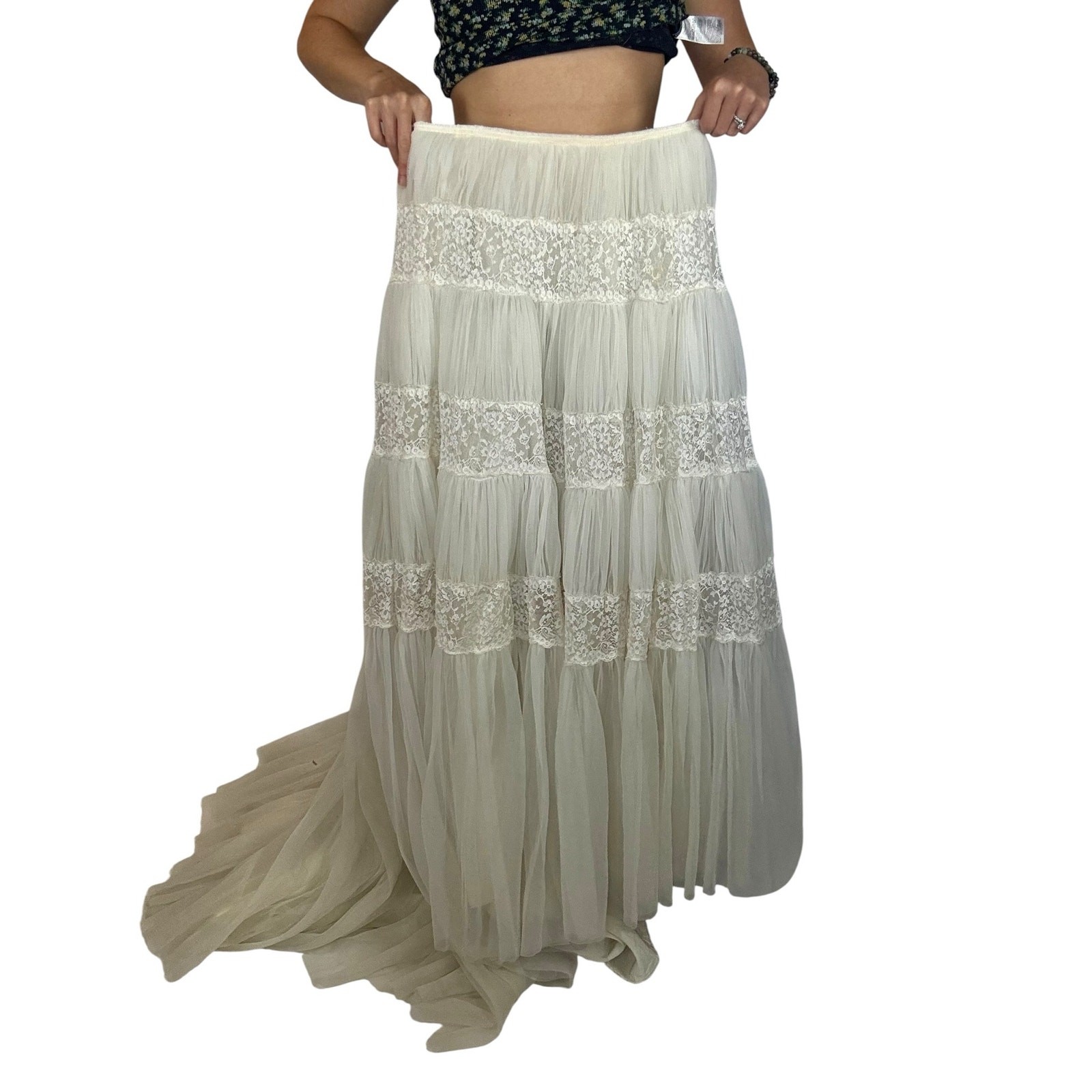 Vintage 1950s Marie of Pandora Bridal Crinoline Petticoat Skirt With Train AS IS