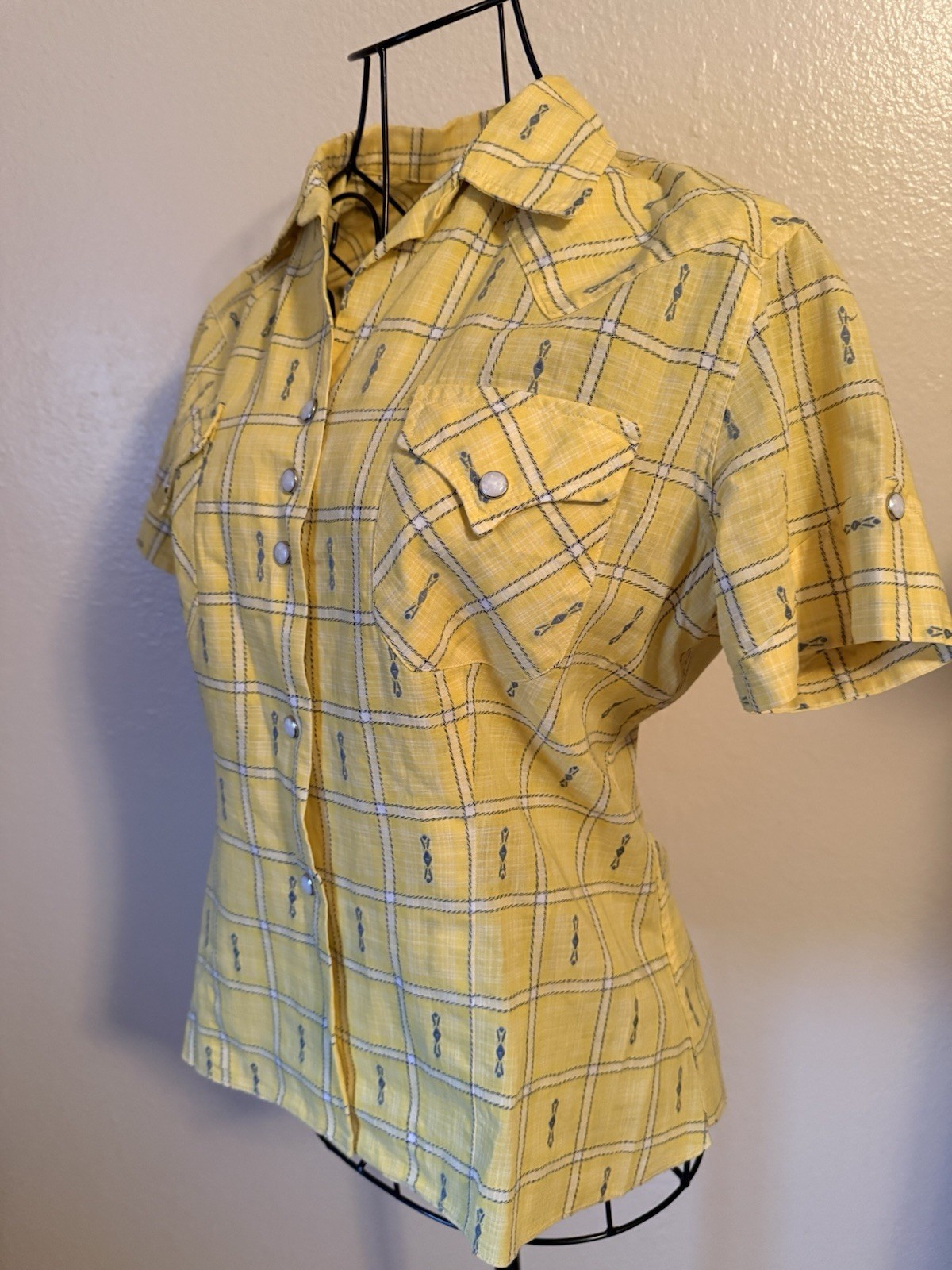 VNTG Women’s H BAR C California Ranch Wear with Pearl Button Western Shirt 34