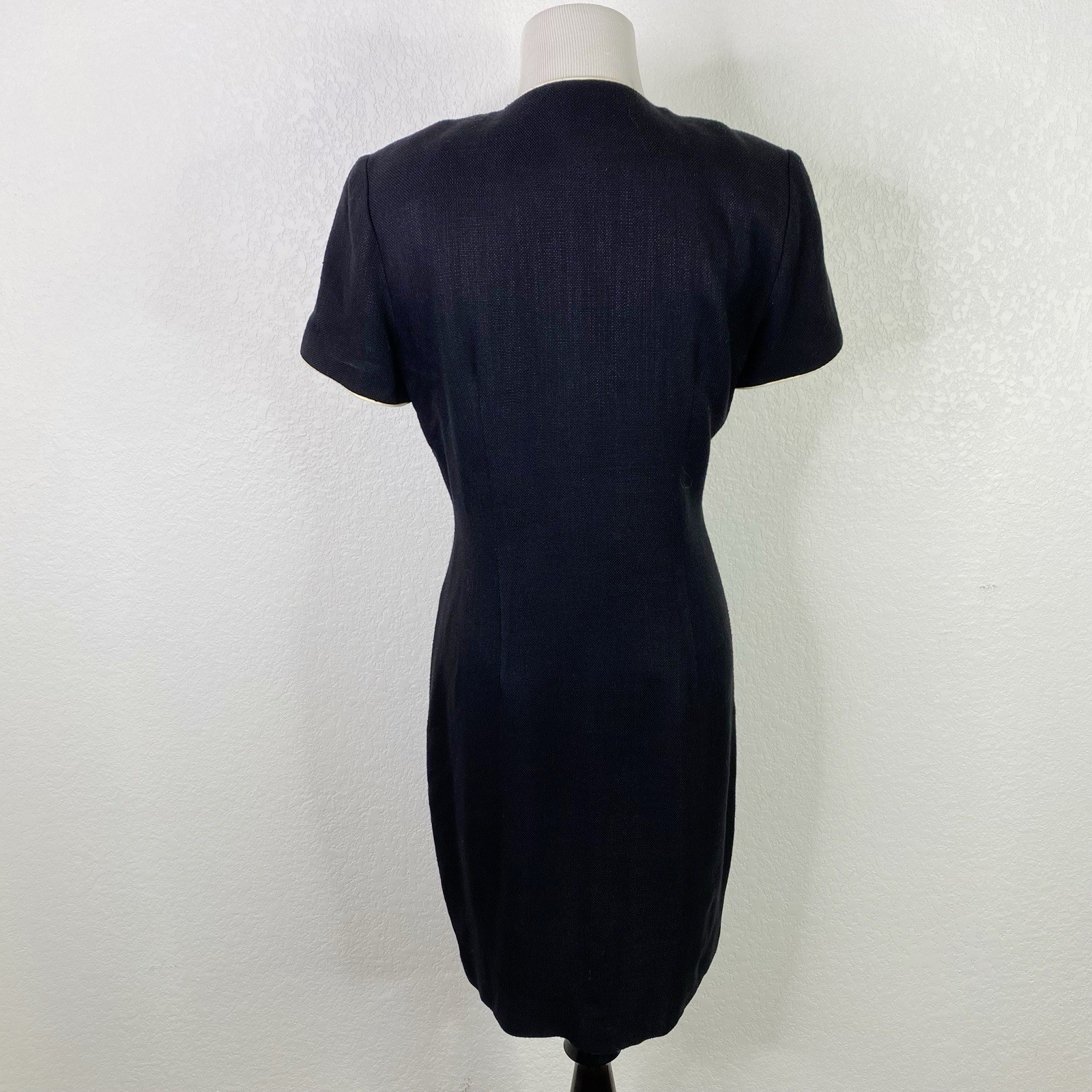 Vintage Donna Ricco New York Women’s Size 6 Black Button Front Sheath Dress