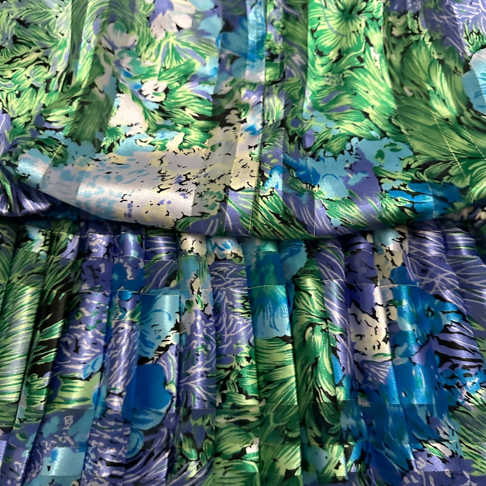 Vintage 80s Damon Petite Floral Pleated Dress Womens Size 8 Union Made USA Retro