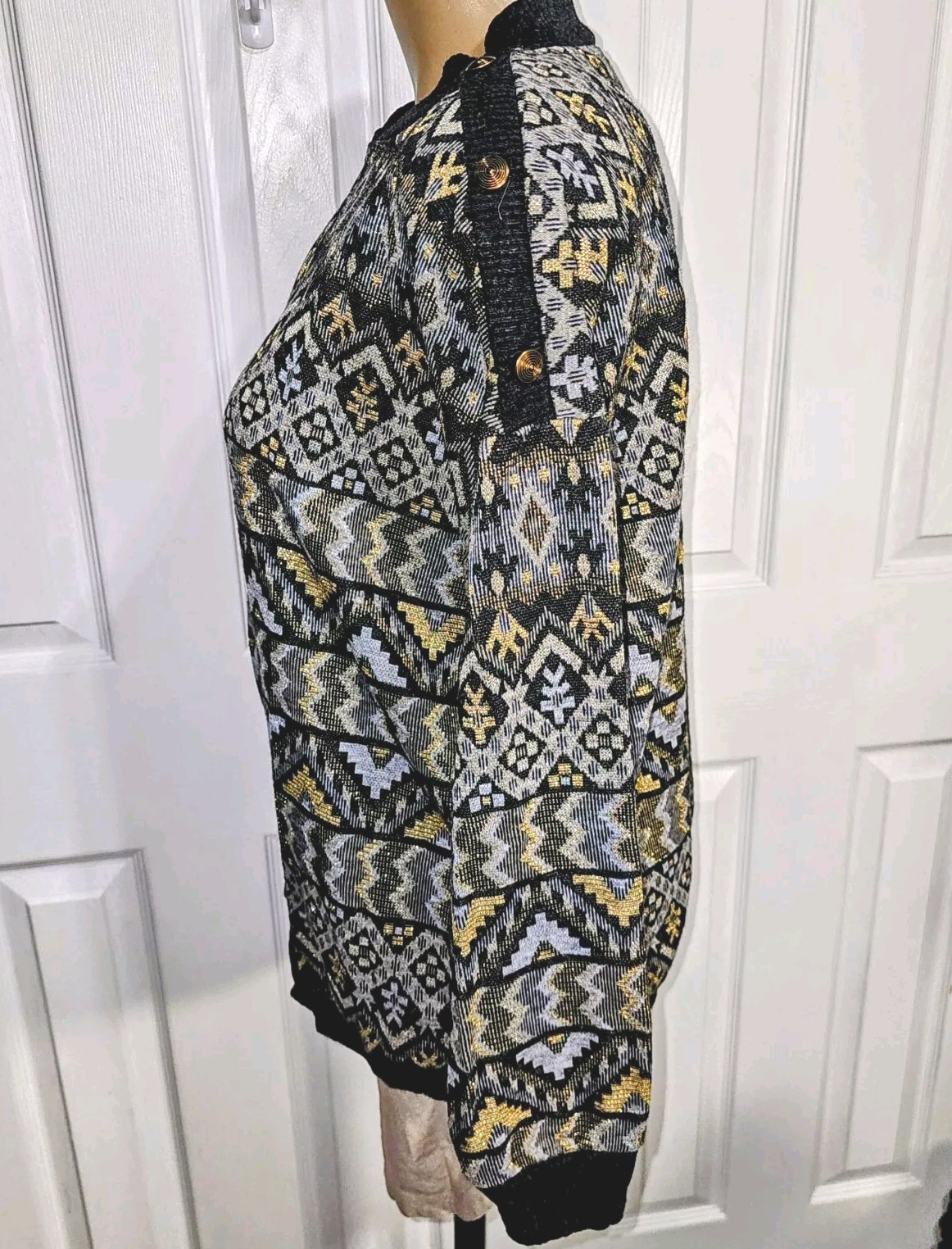 Periphery Kathleen Usherwood Nieman Marcus Vtg 80s Metallic Knit Zipper Top Sz L