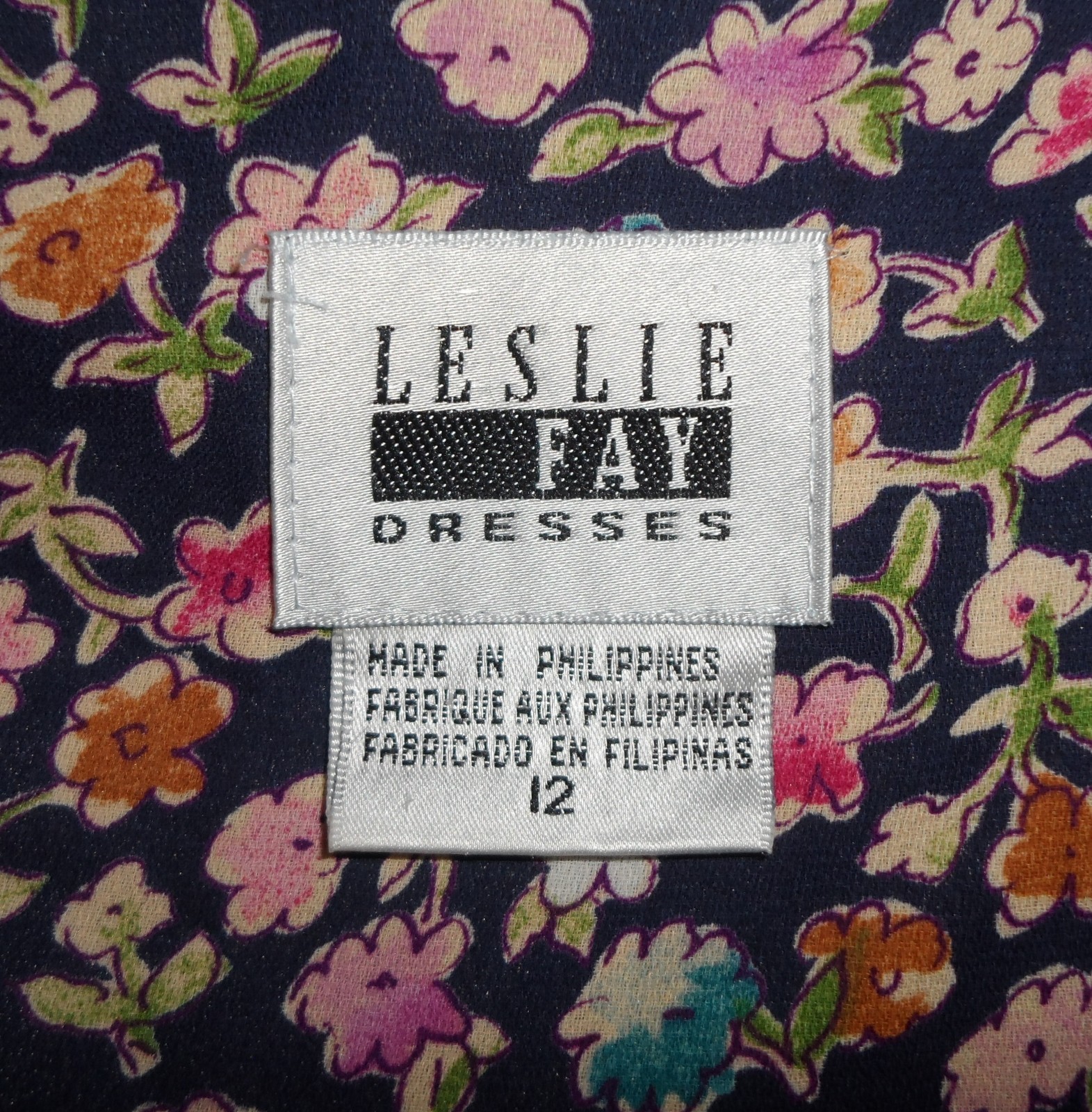 Leslie Fay Dresses Flowers Floral Dress Size 12 Vintage 1980s 1990s 80s 90s