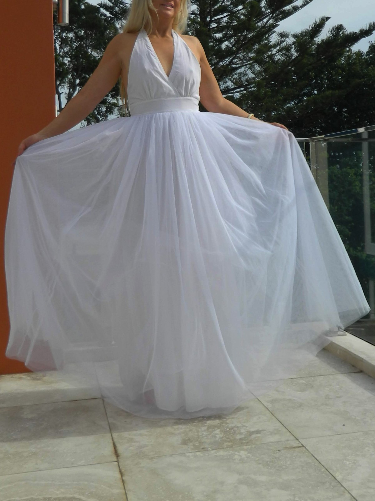 VINTAGE Naf Naf Princess Glamour Fairy-tale Tulle Halter Neck Dress
