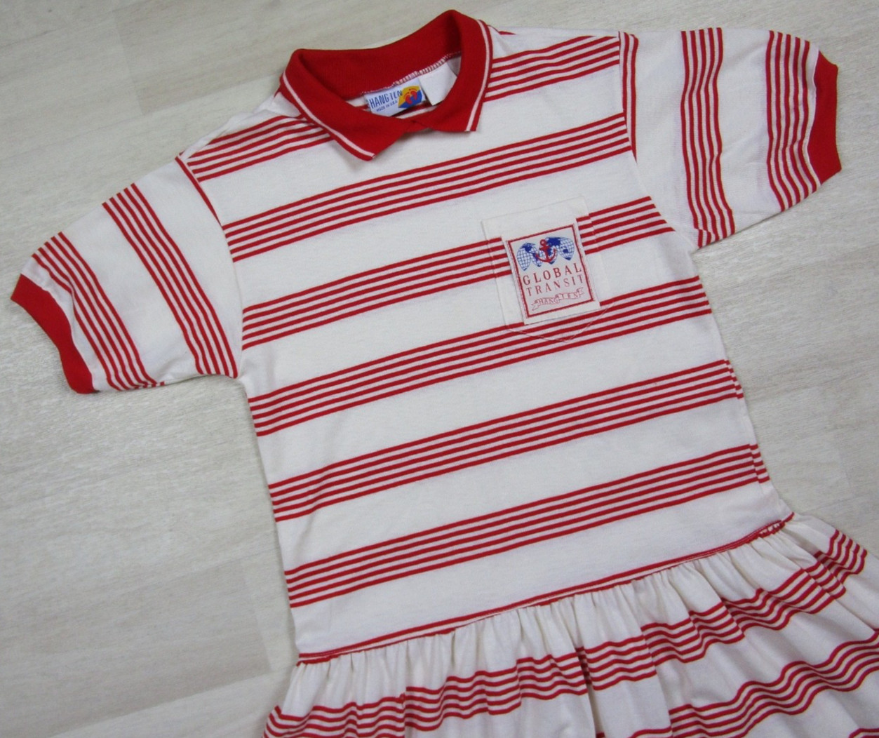 Vintage 80s Hang Ten Mini Skater Dress (M) Surf Beach Preppy Stripe Sundress