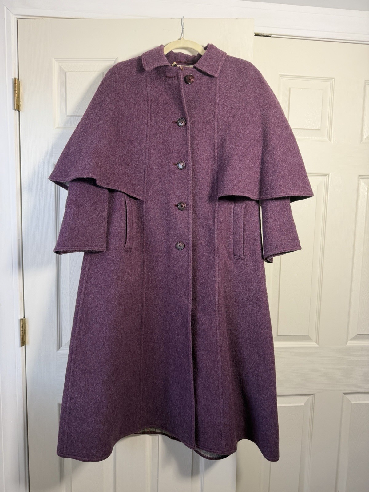 Vintage Wool Plum Cape Coat
