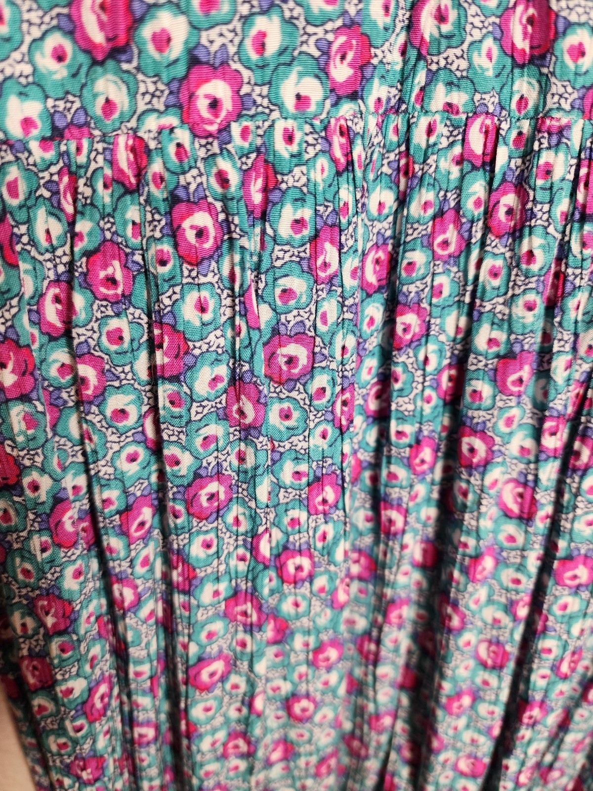 1980s Belle France Floral Print Vintage Midi Dress Size 4