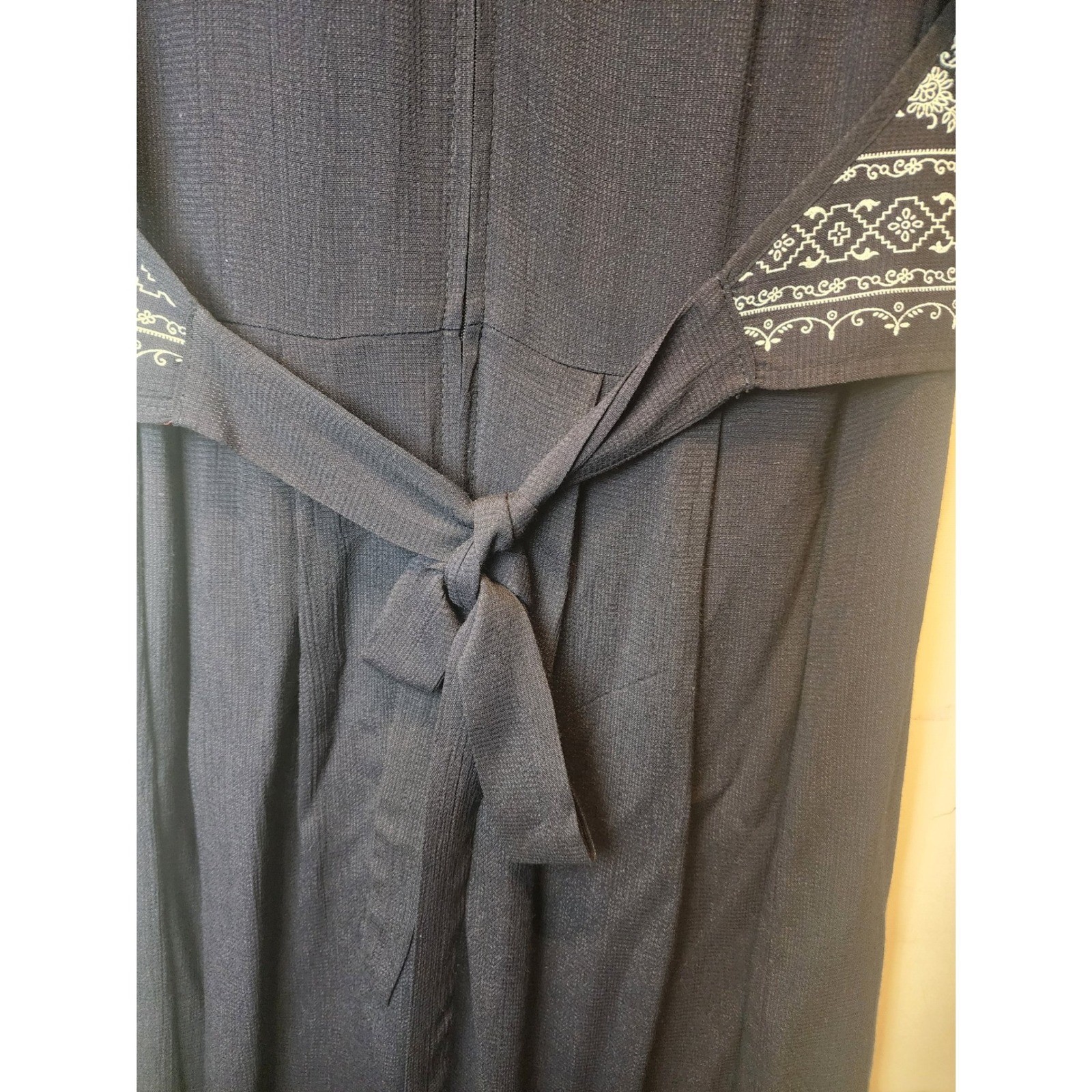 J.B.S. Ltd Vintage Black Embroidered Sailor Collar Midi Dress Womens 10P Petite