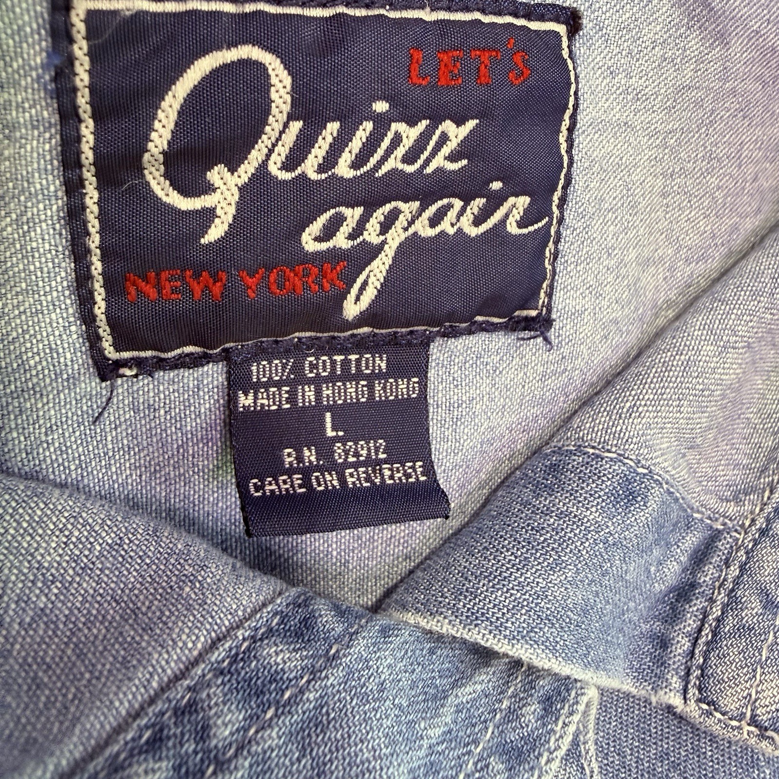 90s Let’s Quiz Again Ugly Christmas Denim Shirt Western Cowboy Cats L Cat Lady