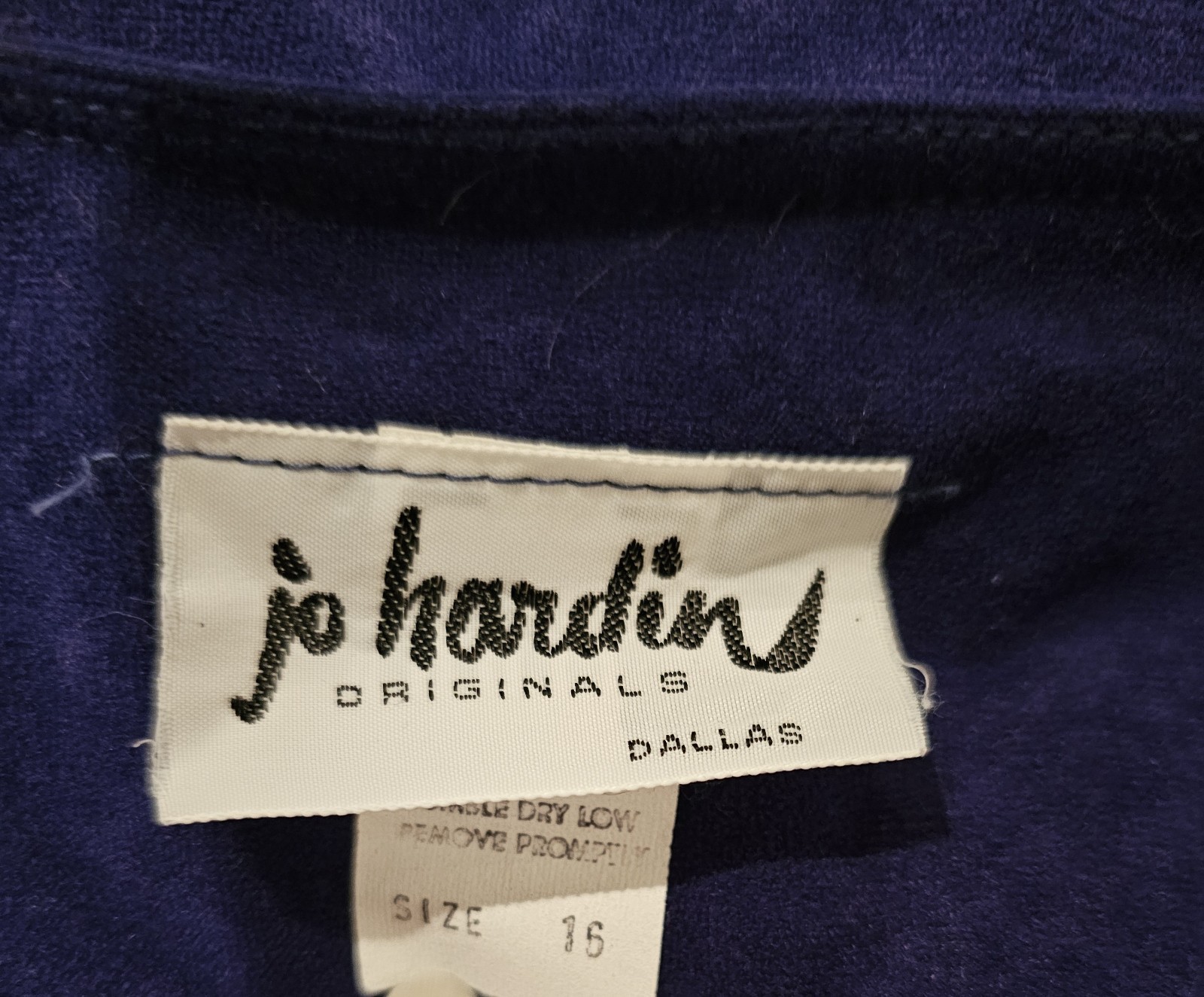 VTG 1970s Jo Hardin Navy Blue Suede A-Line Midi Dress Button Front Pockets Sz 16