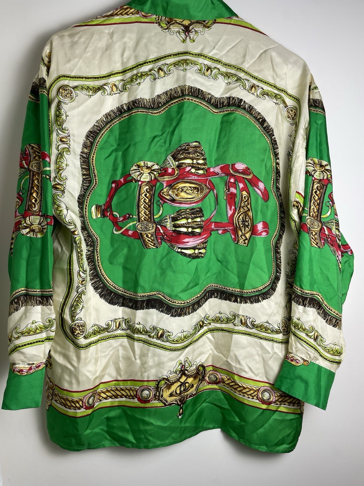 Ted Lapidus Paris Women’s 100% Silk Button Front Blouse Green Size M