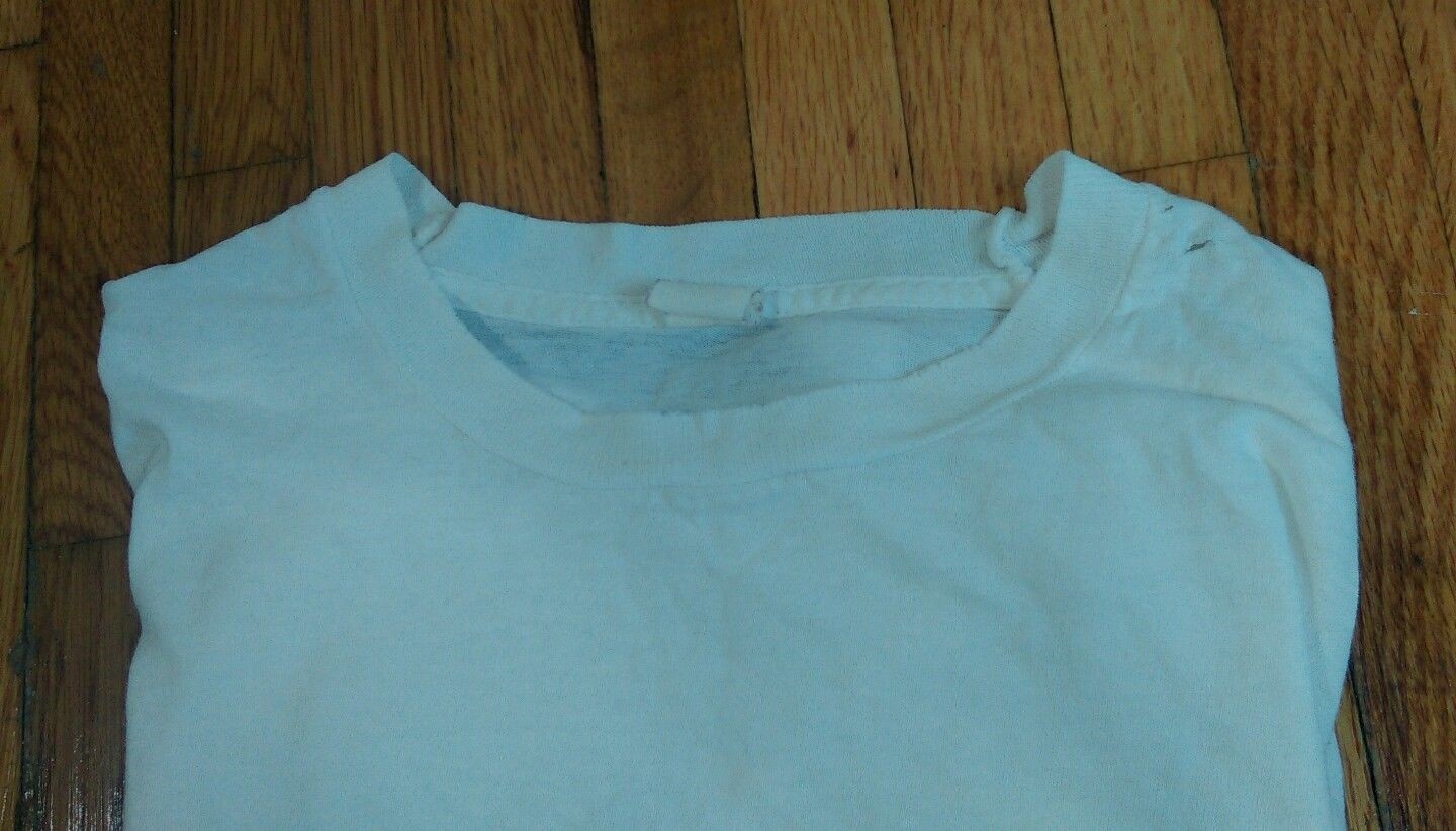 Sweet! Washed Burn Out Paper Thin Holes White Blank Distressed T Shirt L