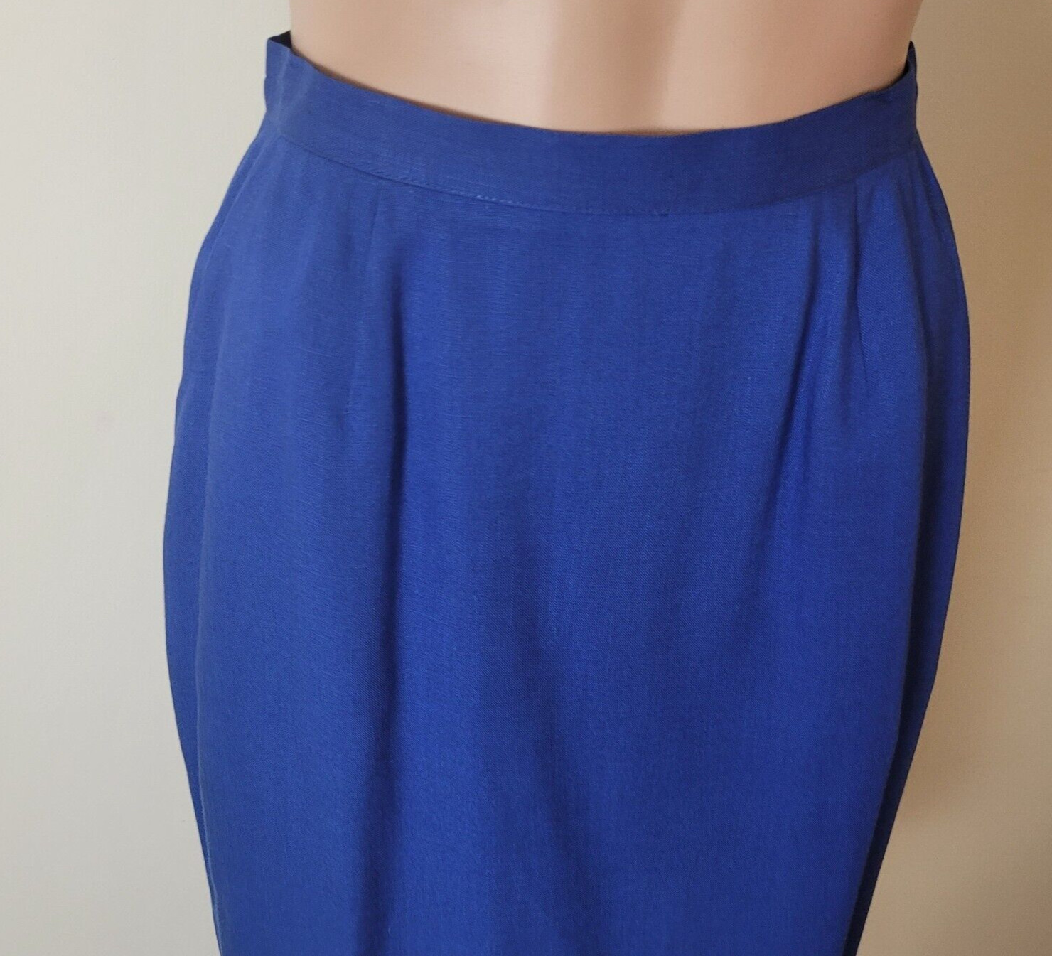 Vintage pencil Skirt Women’s XS 24″ bright blue 60s office Pinup academia cotton