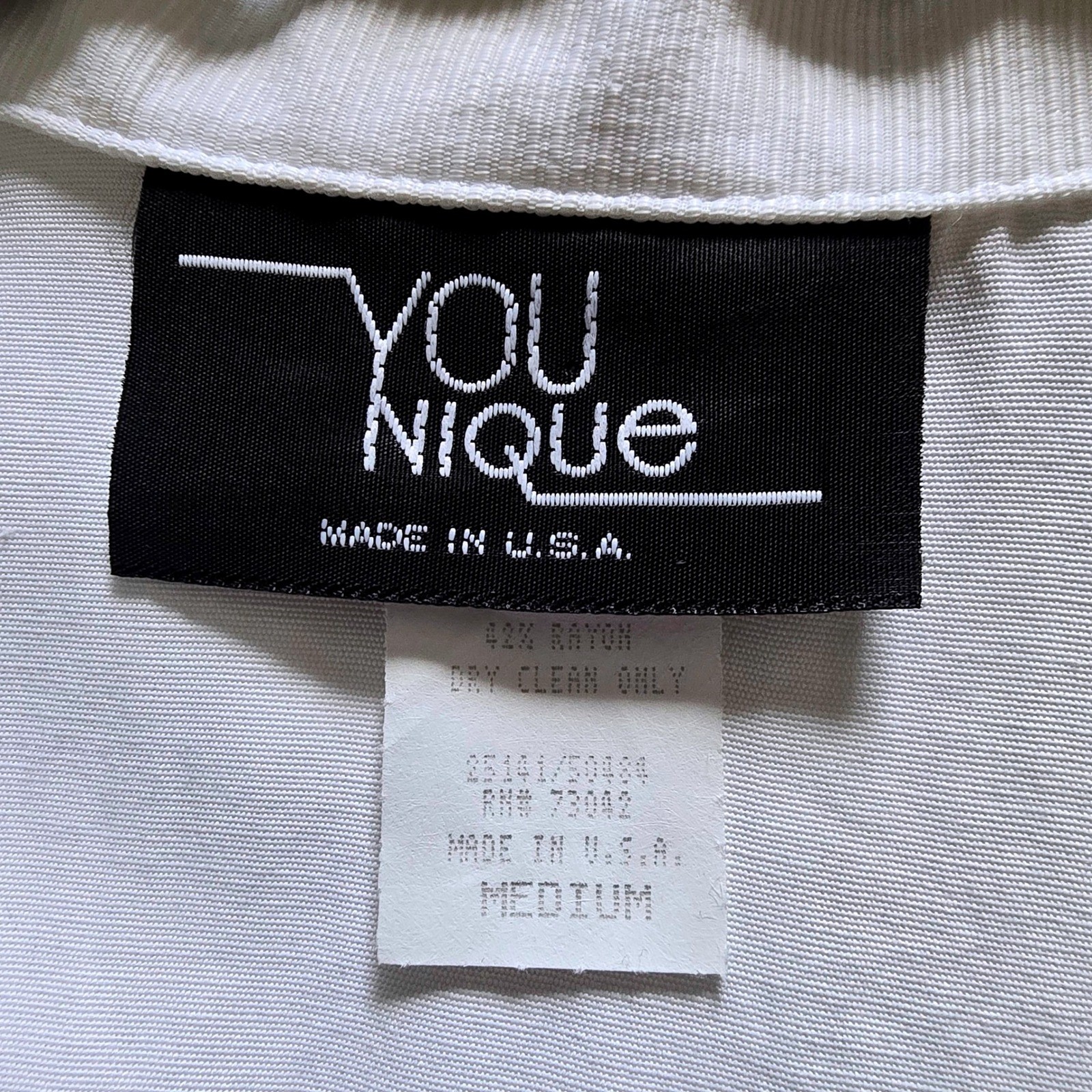 Vintage You Nique Off White Textured Button Up Blouse Waist Tie USA Medium