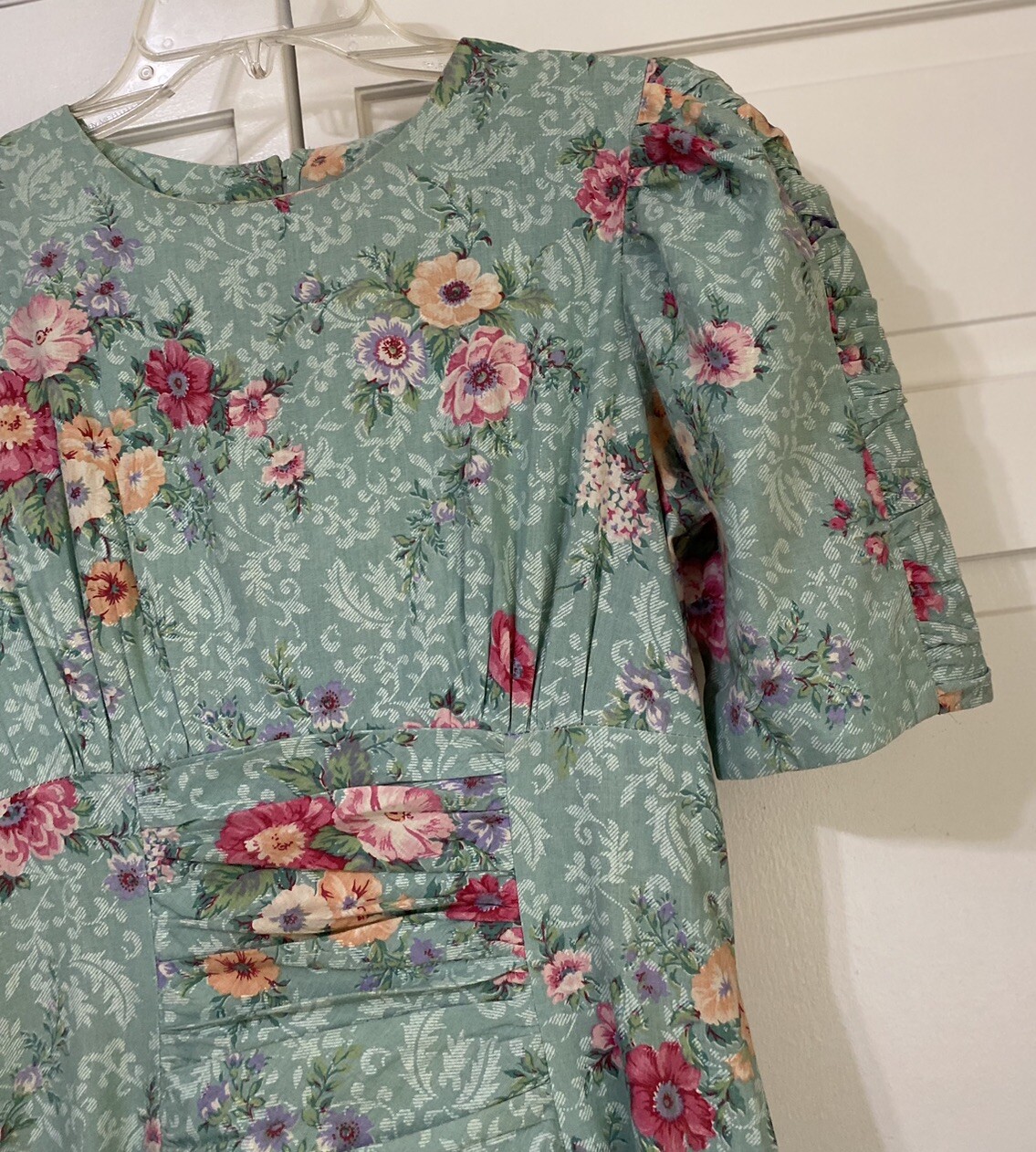 Vtg 90s Misty Lane Pastel Green Rose Garden Party Dress Cottagecore Size 5/6
