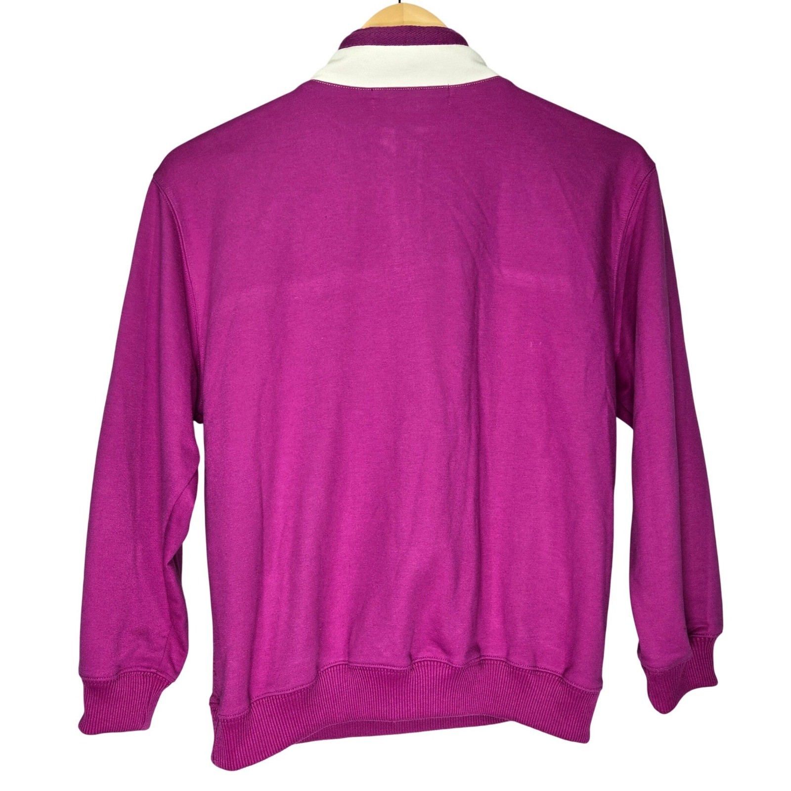 Blast Petites Vintage 90s Colorblock Quarter Zip Pullover Magenta White Small
