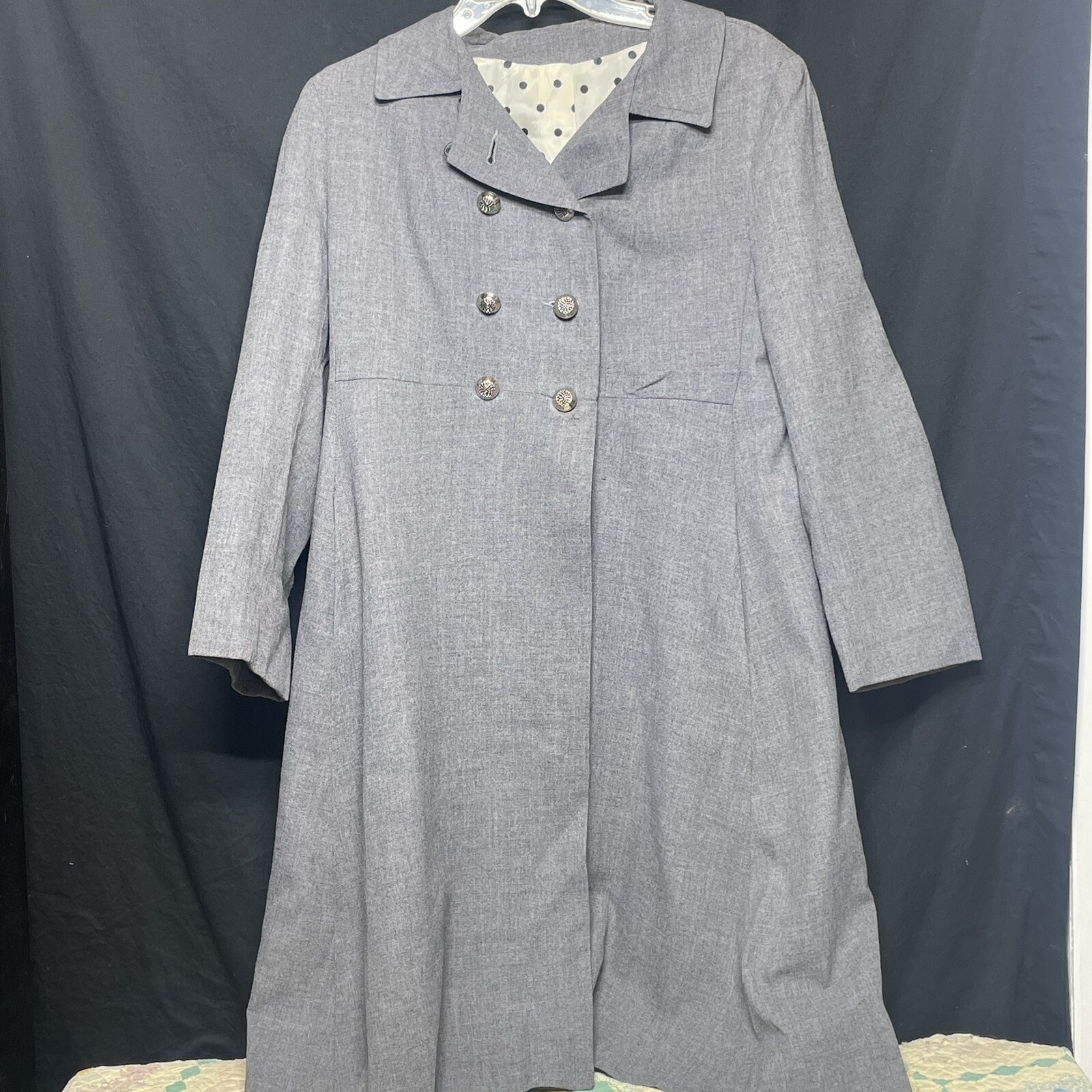 Vtg Jacobson’s Double Breasted Coat Dress Size 10 Polka dot Lined Made in USA