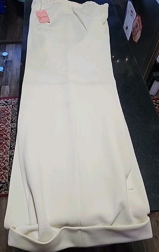 Vintage Nardis of Dallas Trousers White Wide Leg High Waist Size 16 Pull On NEW