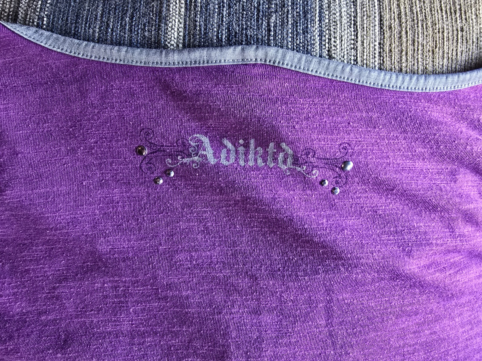 XL Adiktd Y2K Silver Studded Purple Top With Satin, Lacy, Silver Style Sleeves