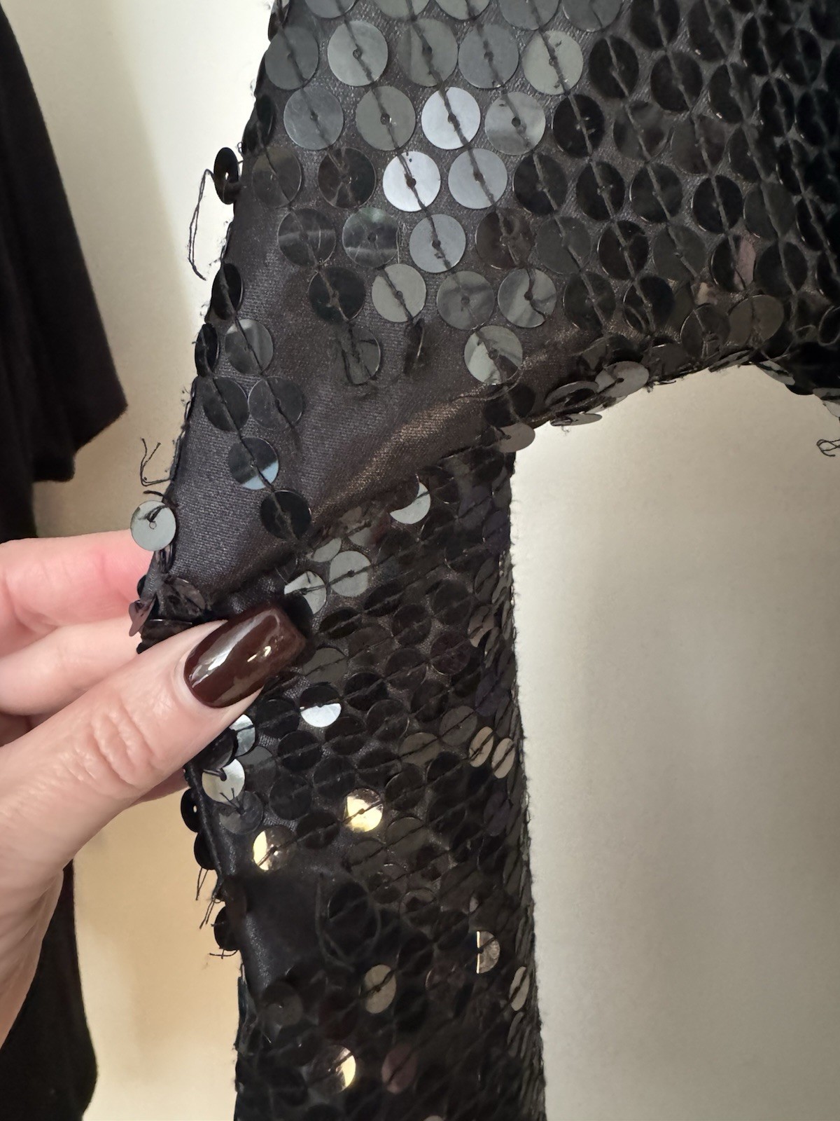 Vintage 80s Women’s Oleg Cassini Black Sequin Cocktail Dress Sz 12 See Descript.