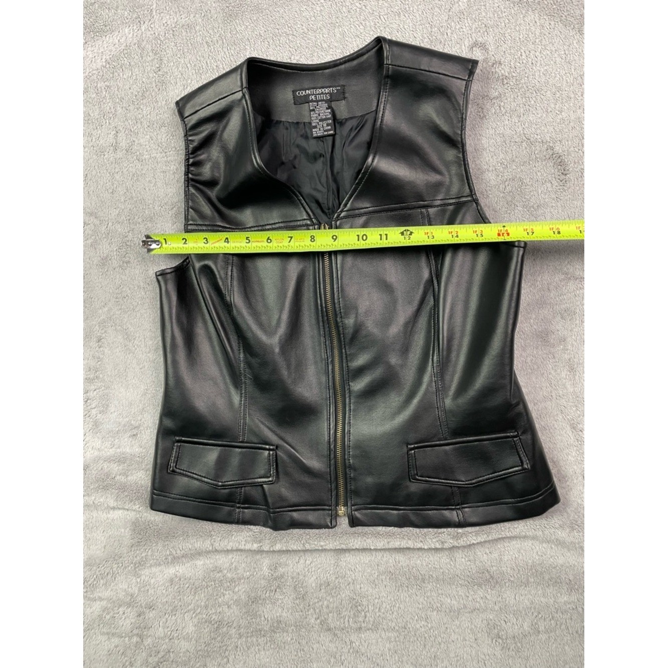 Counterparts Petites Black Faux Leather Zip-Up Vest – Size 10P – Vintage Y2K