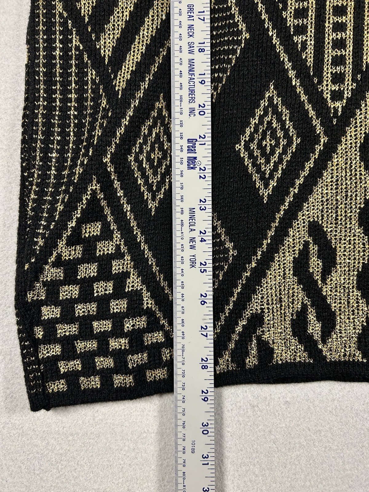 VTG Acrylic Sweater Black Gold Metallic Womens LARGE? READ Geometric 80s 90s