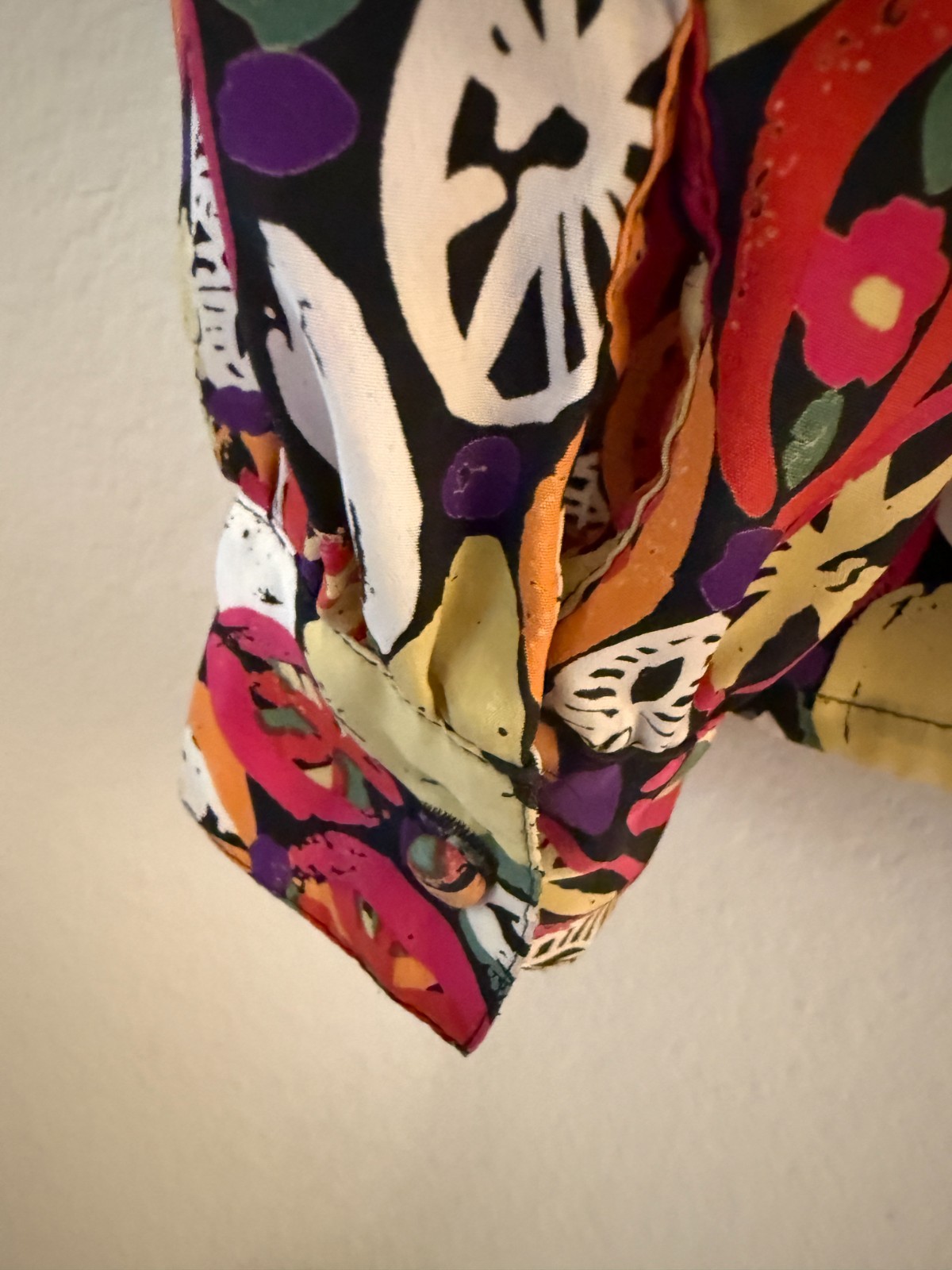 Vintage Marlis Bright Fruit Novelty Print Deep V Neck Blouse XL