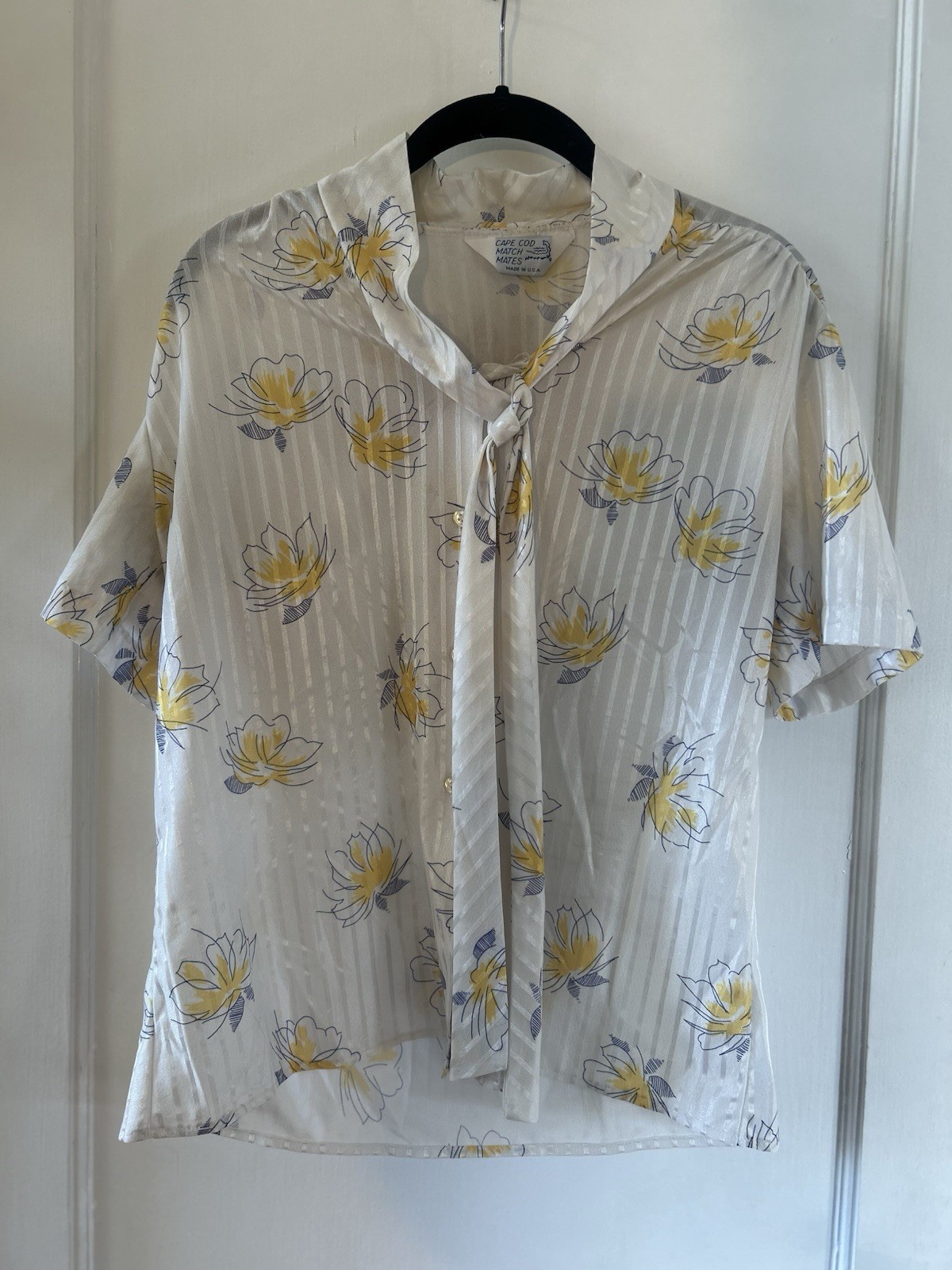 Cape Cod Match Mates Blouse – Bow Tie Front – Retro Pinup Secretary/Teacher Vibe