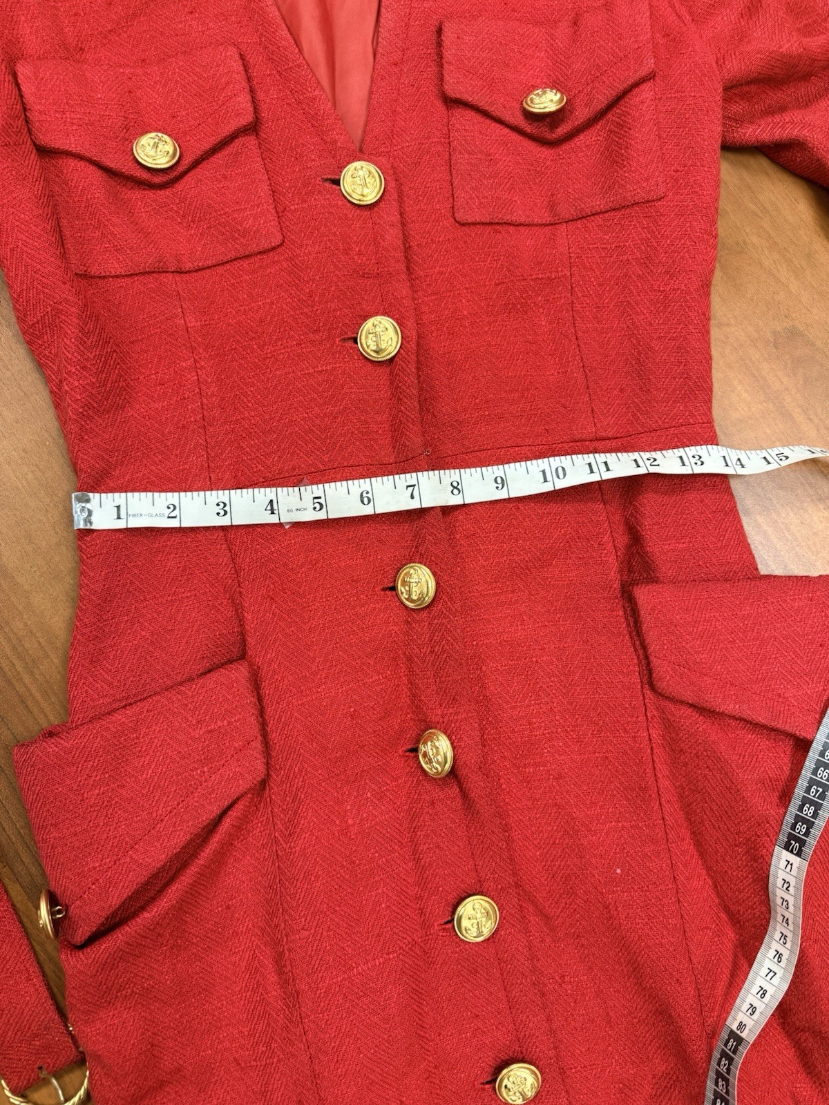 Vintage Isabelle AllardParis Red Nautical Dress AnchoGold Buttons Belted France