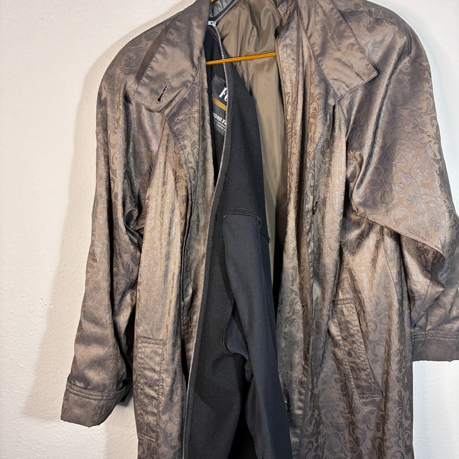 Vintage London Fog Trench Coat Women’s Duster Brown Paisley Liner Sz 8reg – READ