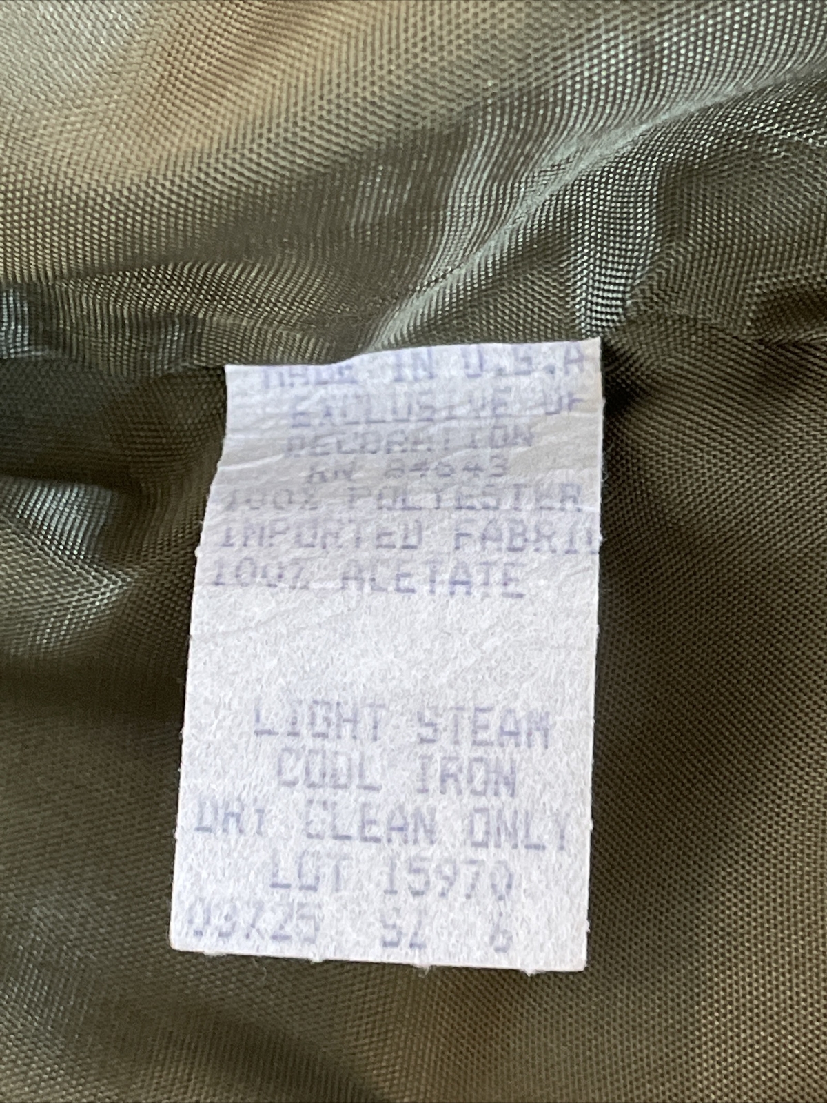 Vintage USA 1980s Watters and Watters Olive Green 2 Piece Dress Size 6