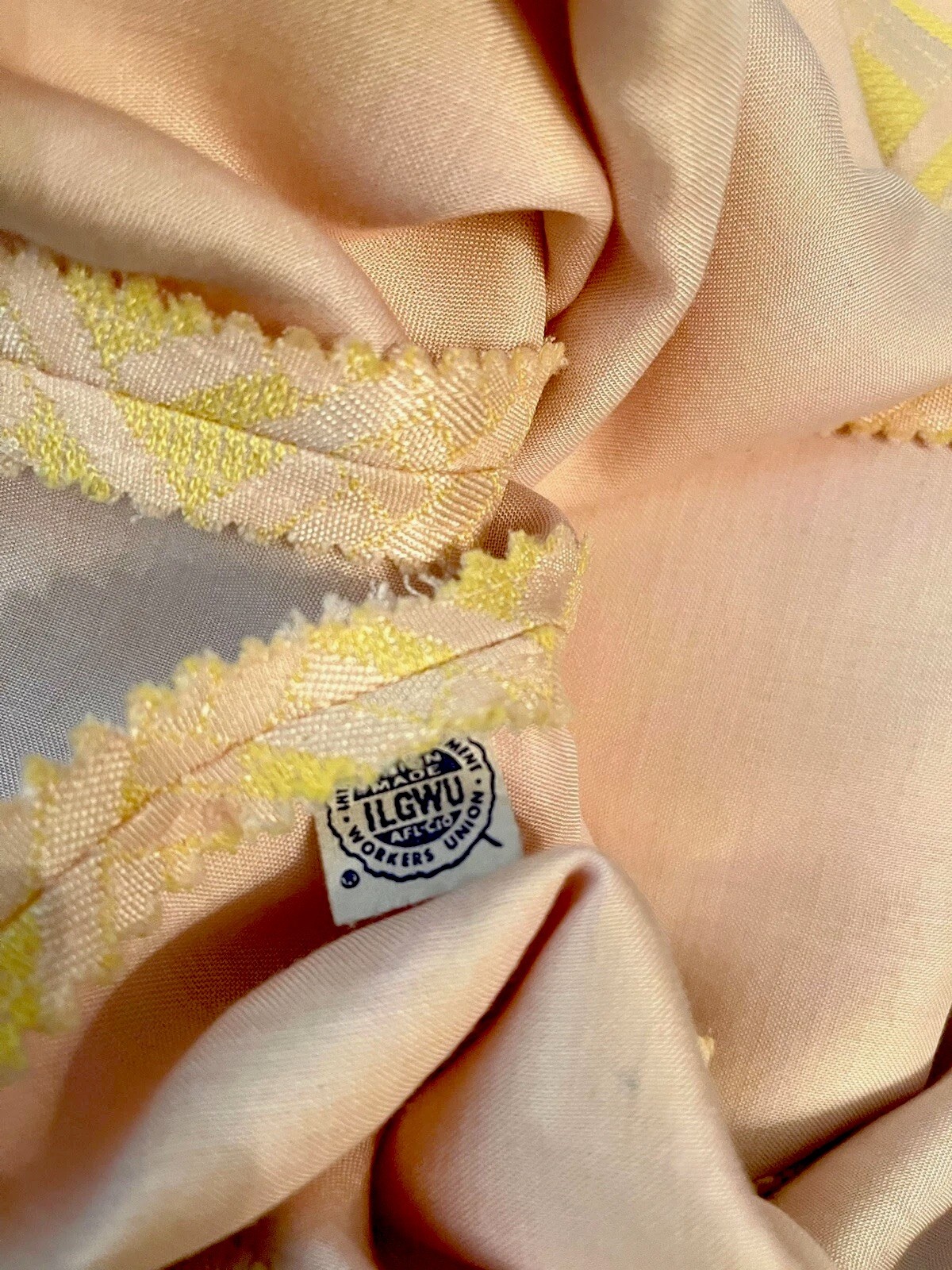 1960’s Pink Yellow Brocade Easter Spring Wedding Union Made Dress Coat Suit Sz 8