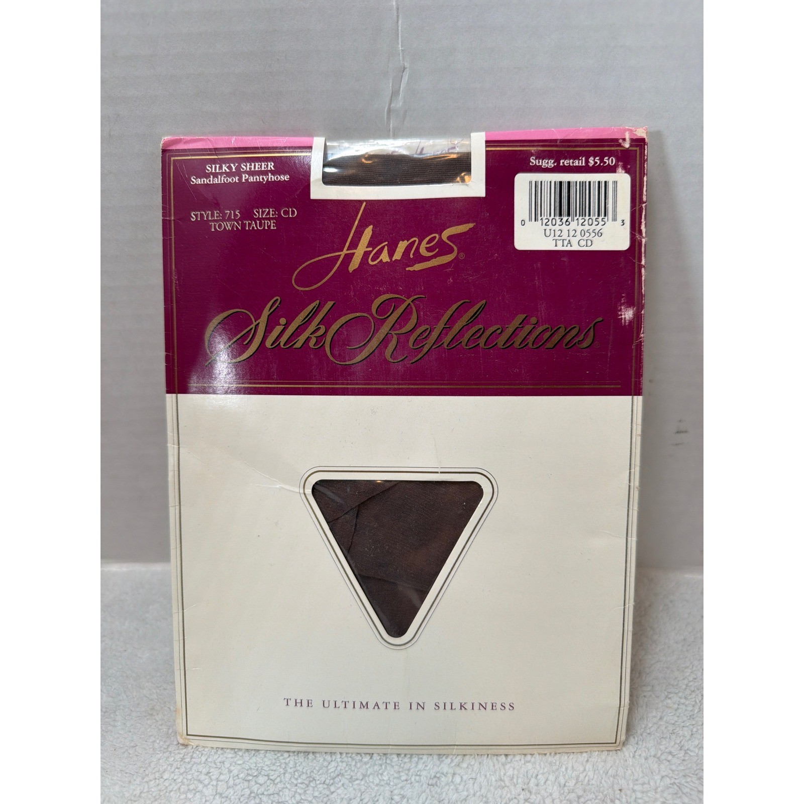 VTG 1995 Hanes Silk Reflections Pantyhose CD Town Taupe Silky Sheer Sandalfoot
