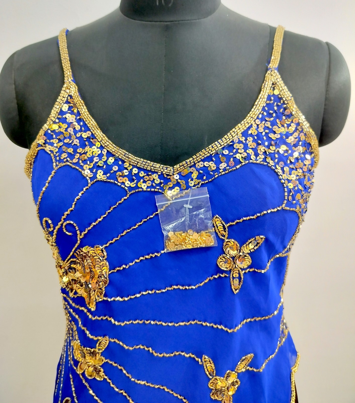 Lot 6 Vintage Y2K Golden Beaded Embroidery Costume Sequin Top Blouse Sheer Tunic