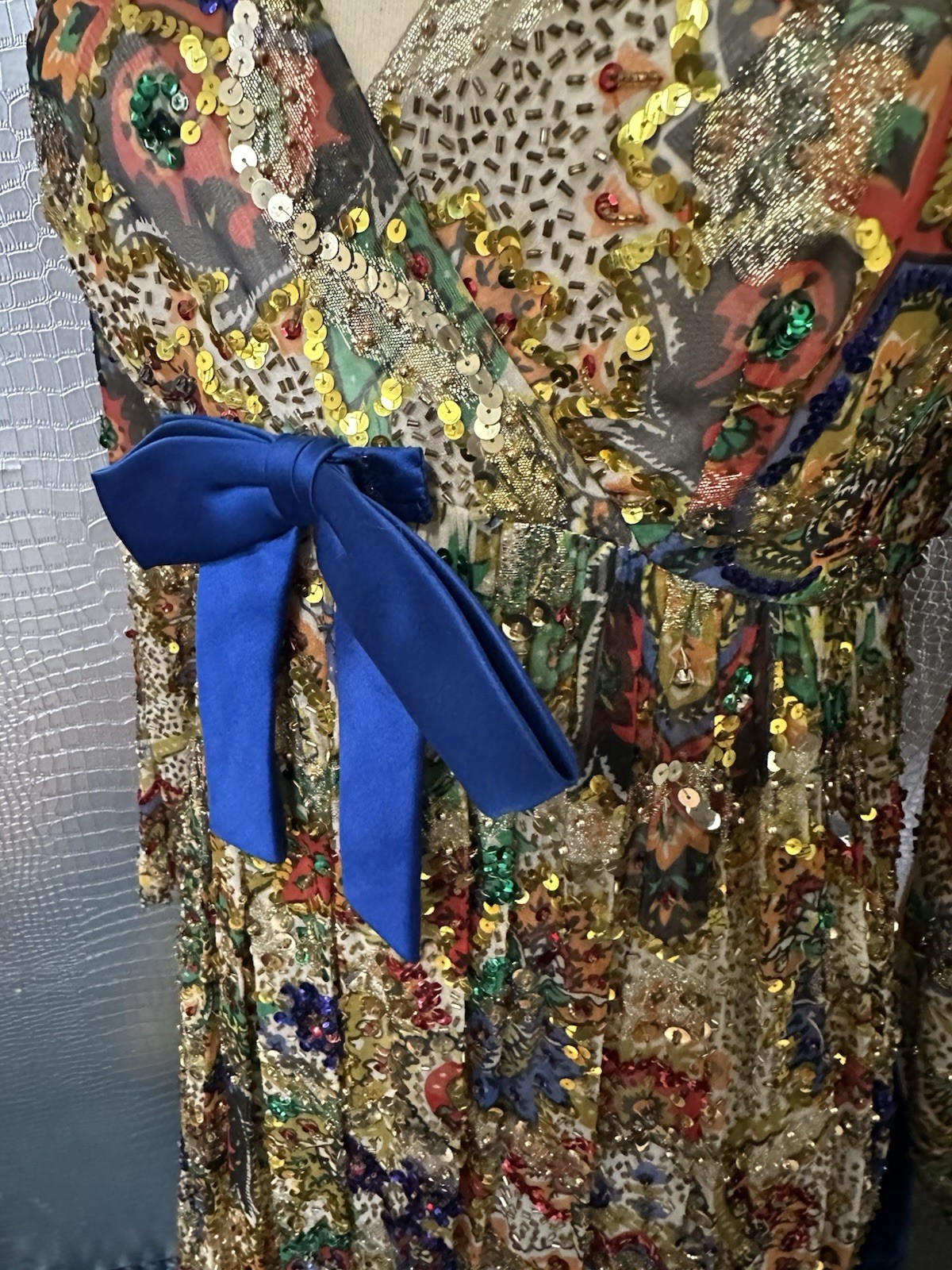 Vintage possible Sara Fredericks Multi-Color Beaded Evening Gown Palm Springs