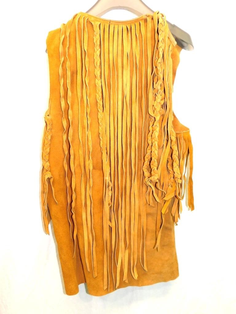 Vintage S Brown Suede Leather Fringe Vest Jacket Full Zip Western Hippie READ